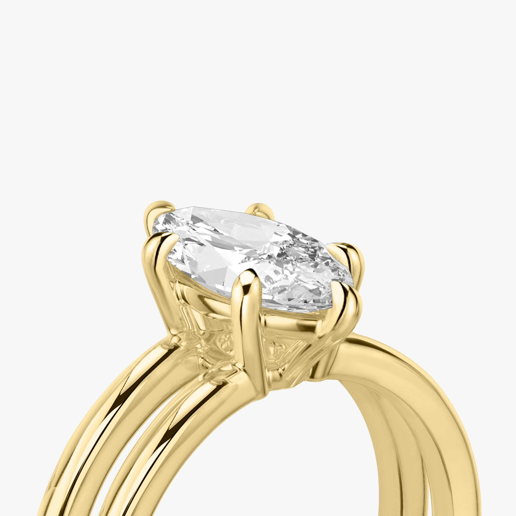 The Double Band | Marquise | 18k | Yellow Gold | bandAccent: Plain | diamondOrientation: vertical | caratWeight: other