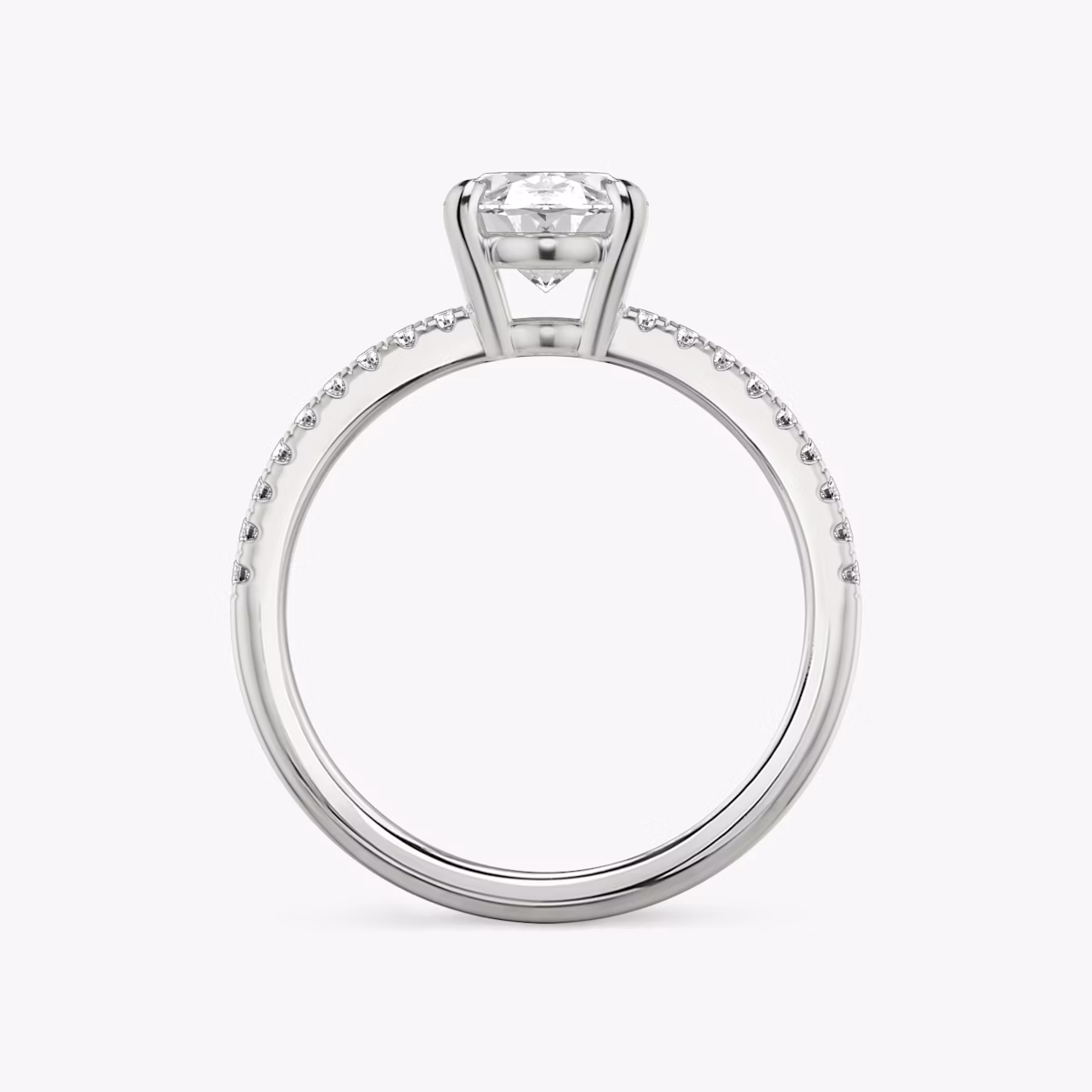 The Double Band | Oval | Platinum | bandAccent: Pavé | bandStoneShape: Round Brilliant | diamondOrientation: vertical | caratWeight: other
