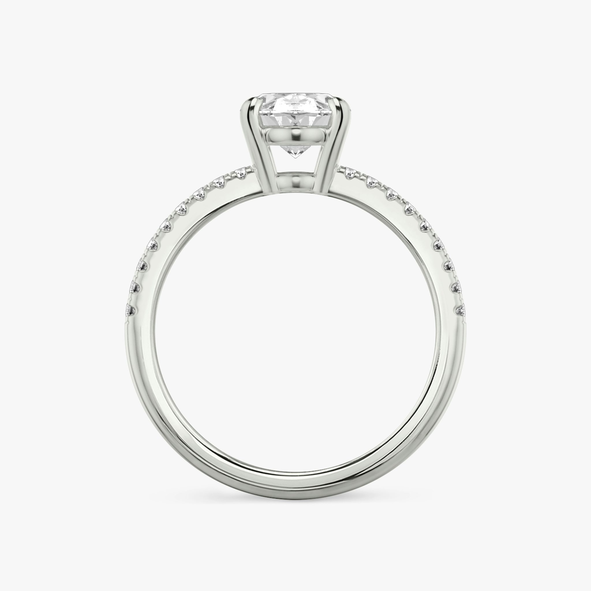 The Double Band | Oval | 18k | White Gold | bandAccent: Pavé | bandStoneShape: Round Brilliant | diamondOrientation: vertical | caratWeight: other
