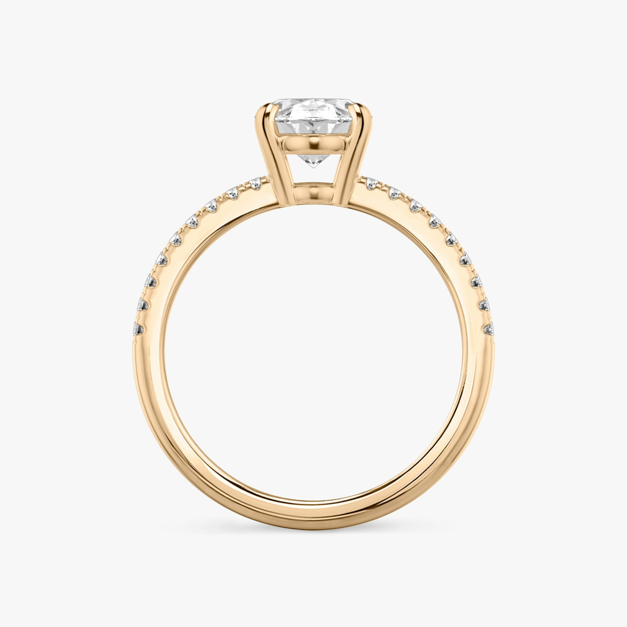 The Double Band | Oval | 14k | Rose Gold | bandAccent: Pavé | bandStoneShape: Round Brilliant | diamondOrientation: vertical | caratWeight: other