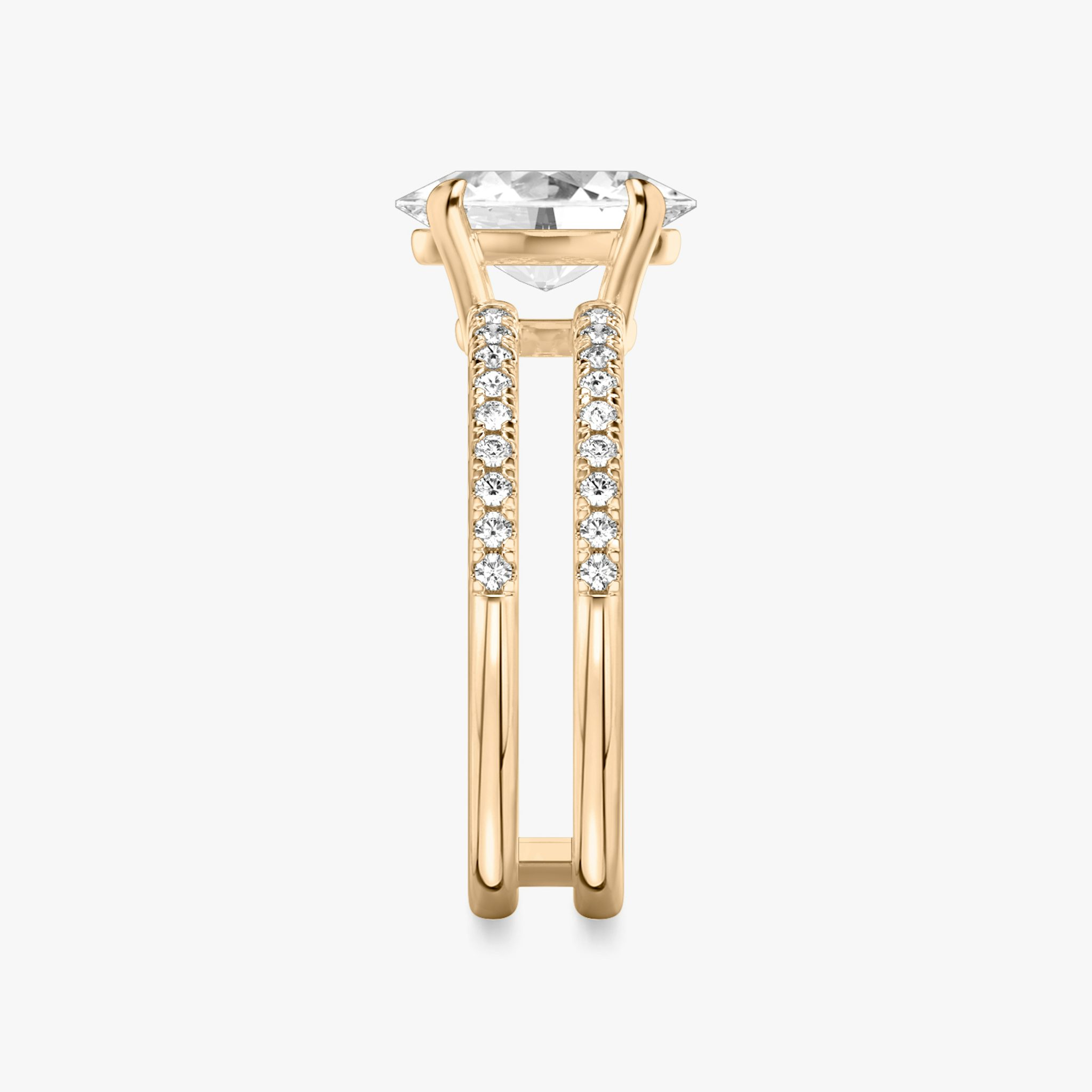 The Double Band | Oval | 14k | Rose Gold | bandAccent: Pavé | bandStoneShape: Round Brilliant | diamondOrientation: vertical | caratWeight: other