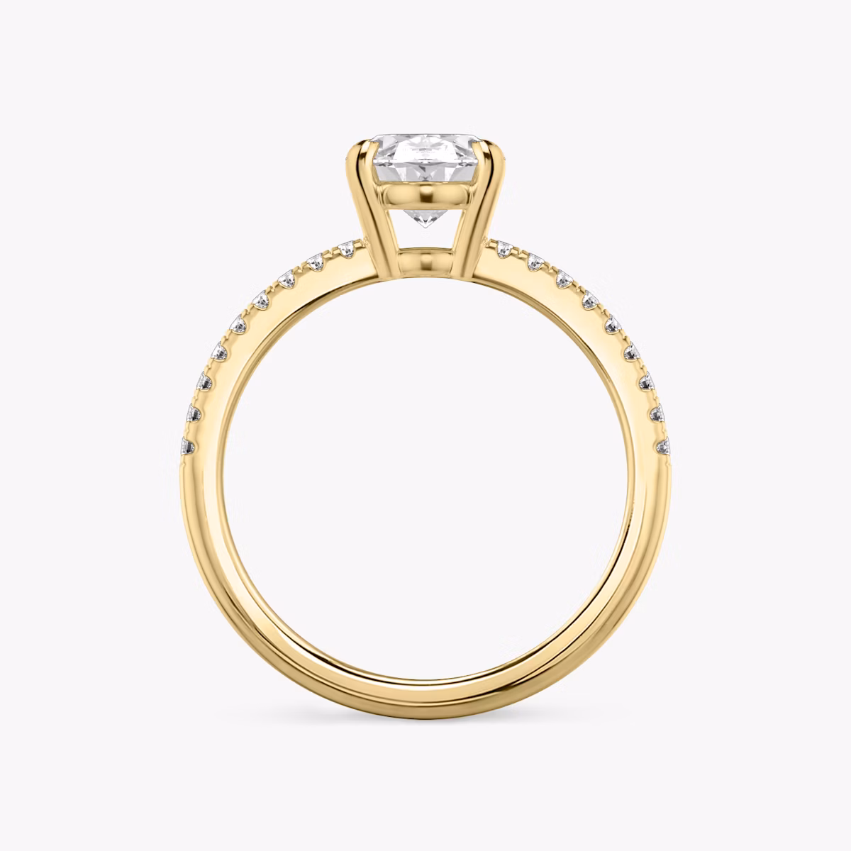 The Double Band | Oval | 18k | Yellow Gold | bandAccent: Pavé | bandStoneShape: Round Brilliant | diamondOrientation: vertical | caratWeight: other