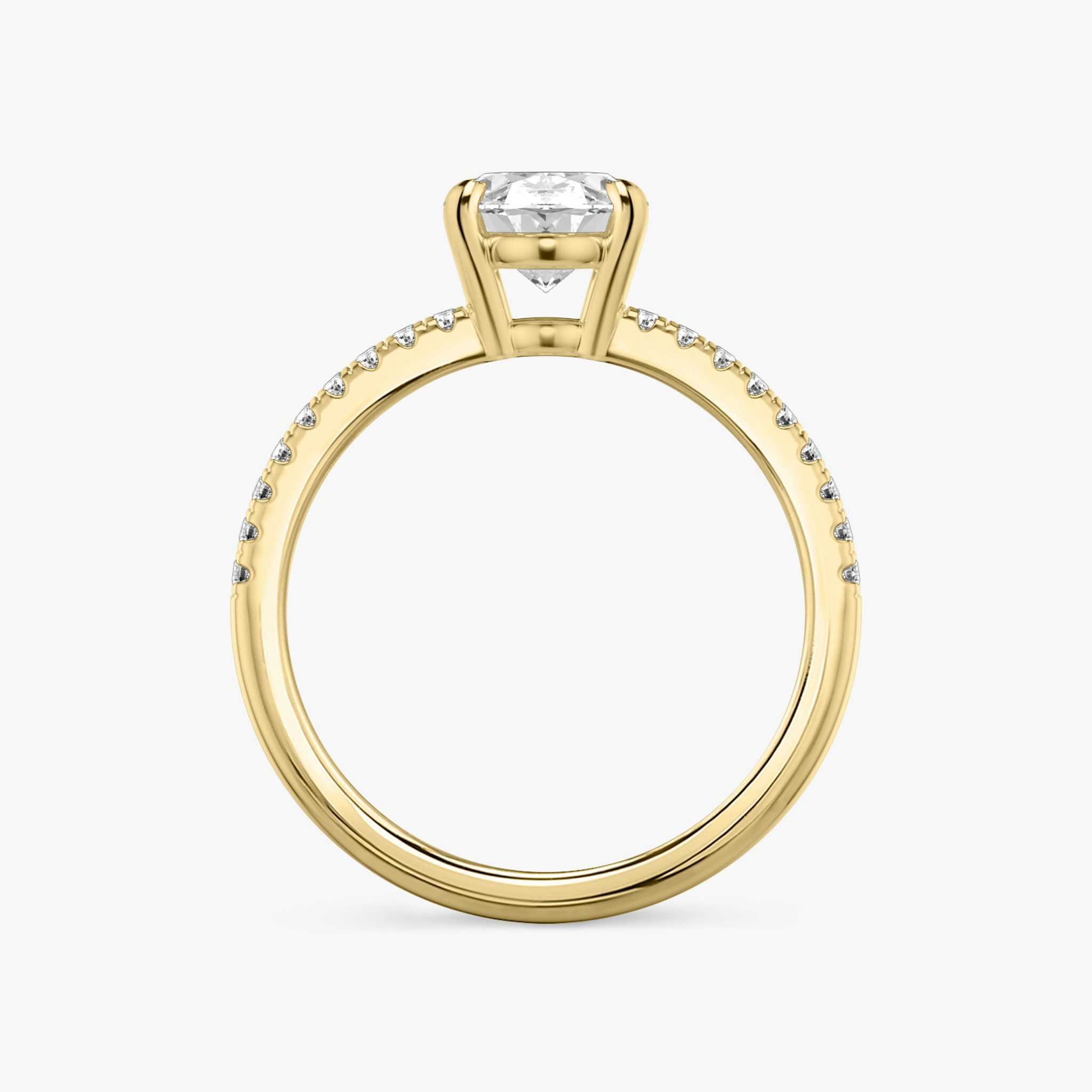 The Double Band | Oval | 18k | Yellow Gold | bandAccent: Pavé | bandStoneShape: Round Brilliant | diamondOrientation: vertical | caratWeight: other