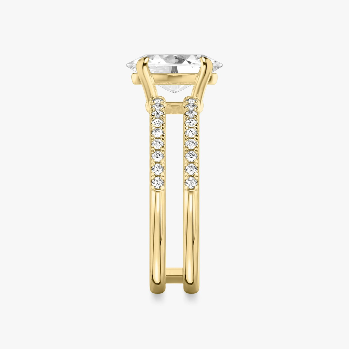 The Double Band | Oval | 18k | Yellow Gold | bandAccent: Pavé | bandStoneShape: Round Brilliant | diamondOrientation: vertical | caratWeight: other