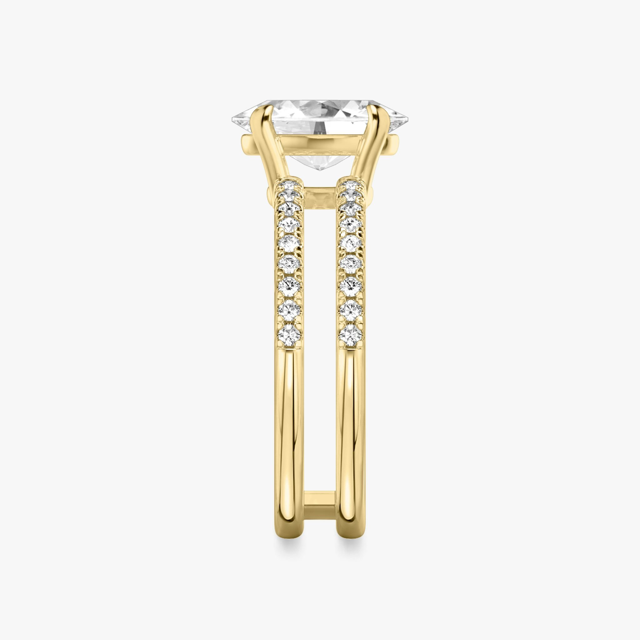 The Double Band | Oval | 18k | Yellow Gold | bandAccent: Pavé | bandStoneShape: Round Brilliant | diamondOrientation: vertical | caratWeight: other