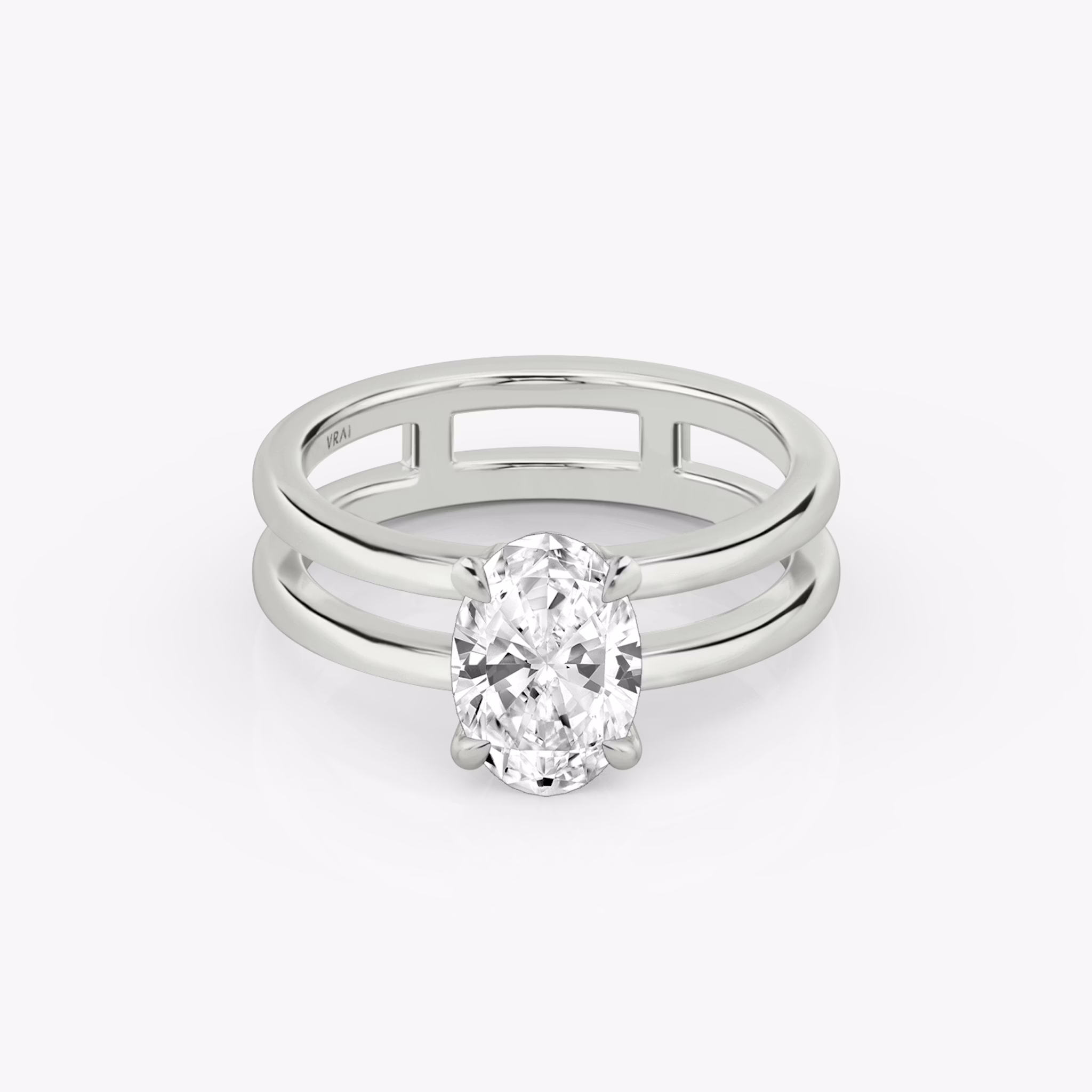 The Double Band | Oval | Platinum | bandAccent: Plain | diamondOrientation: vertical | caratWeight: other