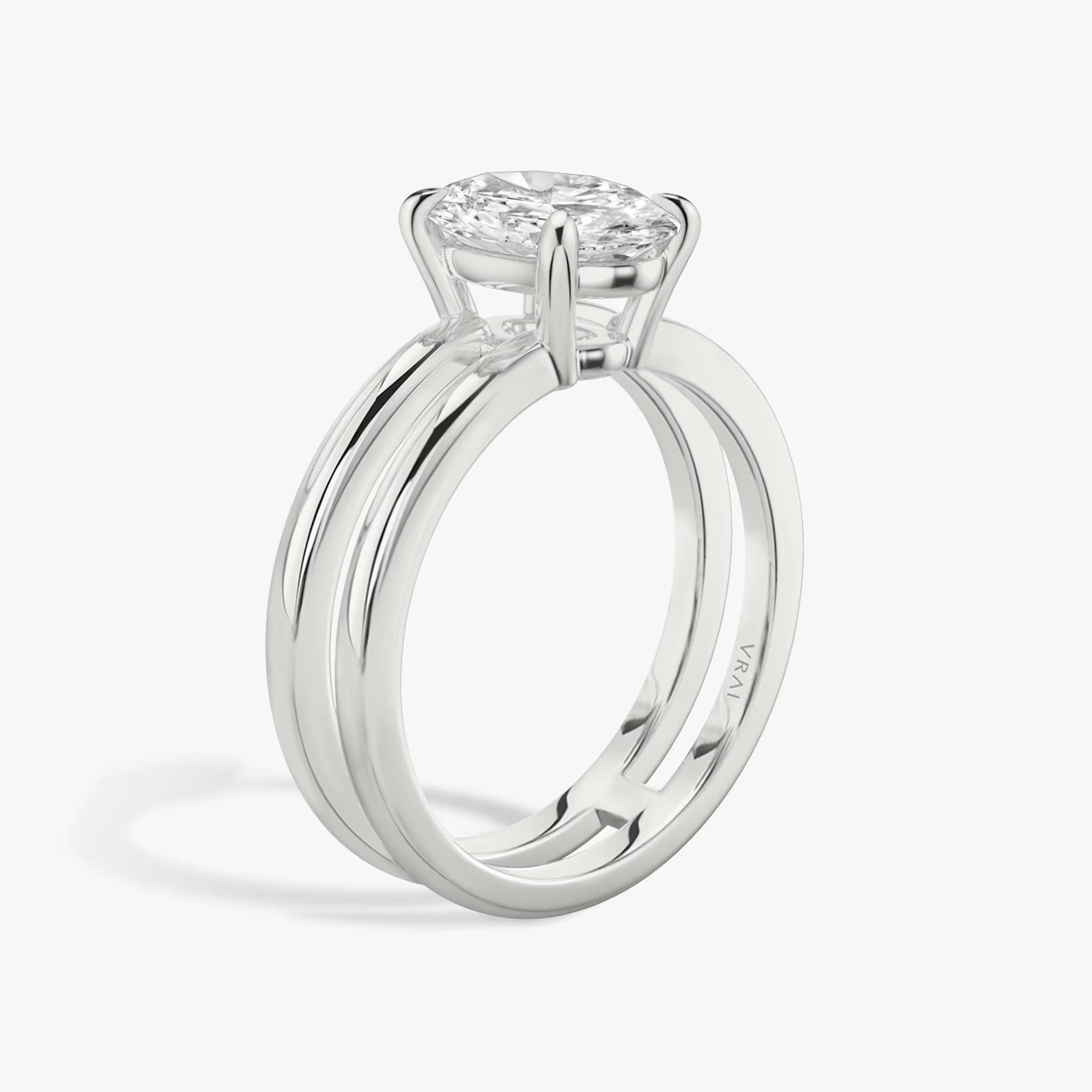 The Double Band | Oval | Platinum | bandAccent: Plain | diamondOrientation: vertical | caratWeight: other