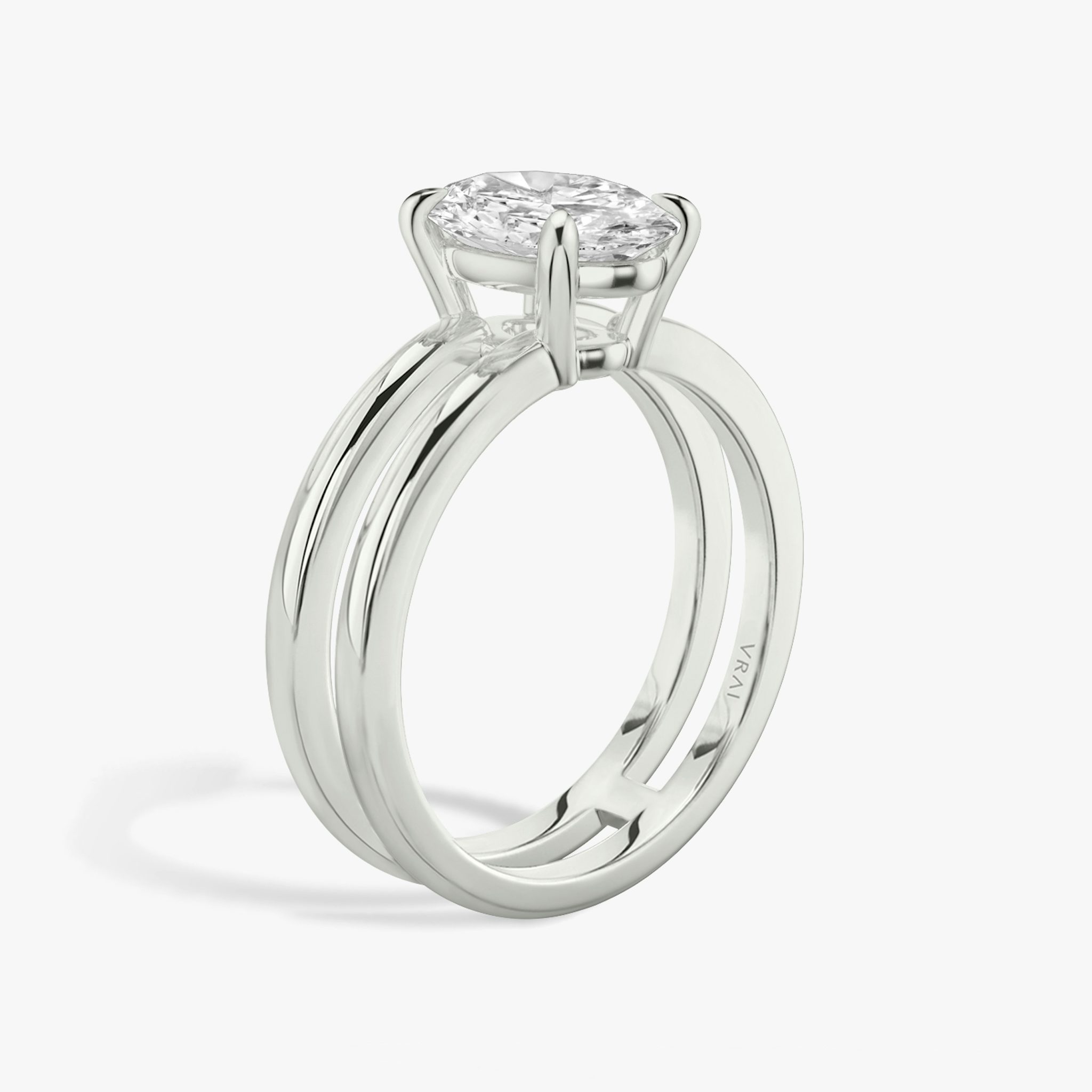 The Double Band | Oval | Platinum | bandAccent: Plain | diamondOrientation: vertical | caratWeight: other