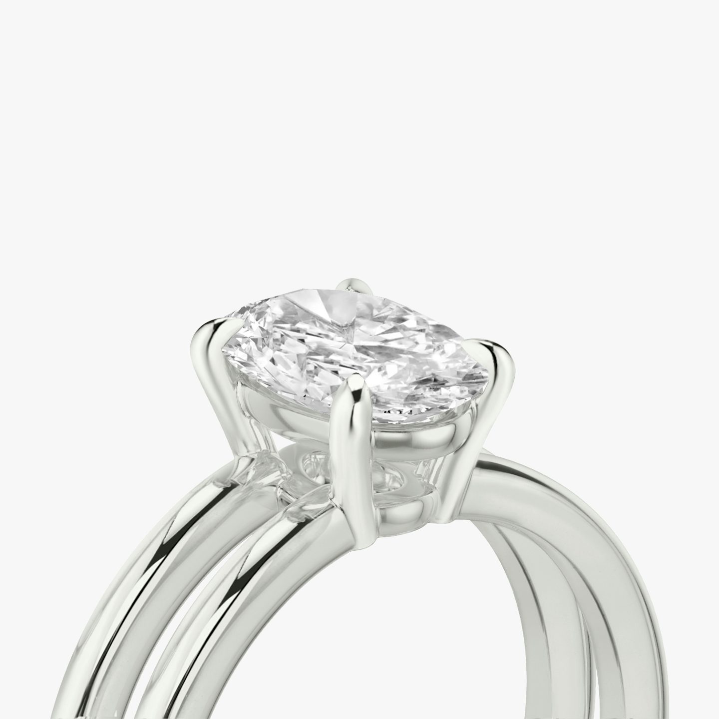 The Double Band | Oval | 18k | White Gold | bandAccent: Plain | diamondOrientation: vertical | caratWeight: other