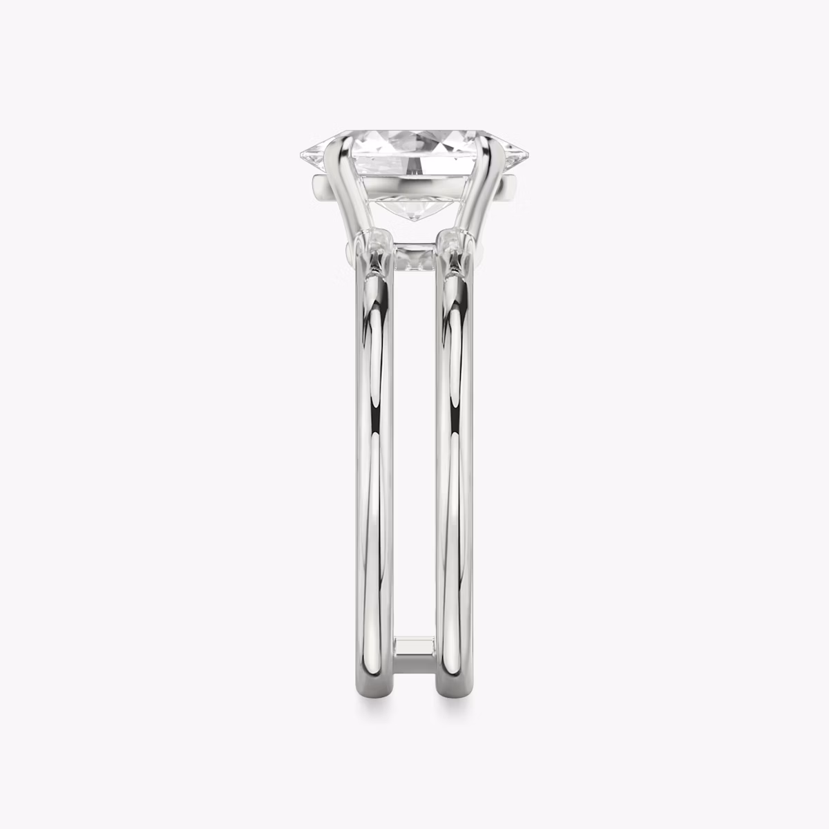 The Double Band | Oval | 18k | White Gold | bandAccent: Plain | diamondOrientation: vertical | caratWeight: other