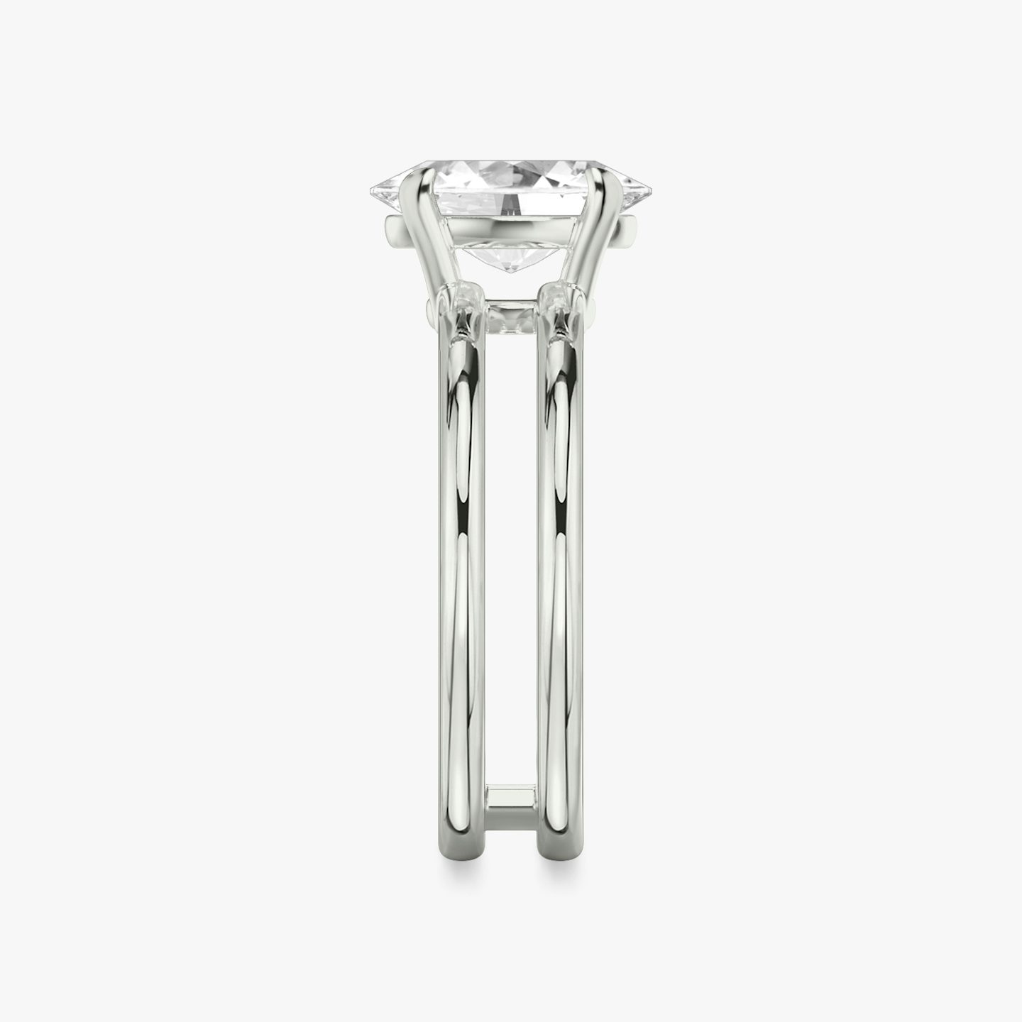 The Double Band | Oval | 18k | White Gold | bandAccent: Plain | diamondOrientation: vertical | caratWeight: other