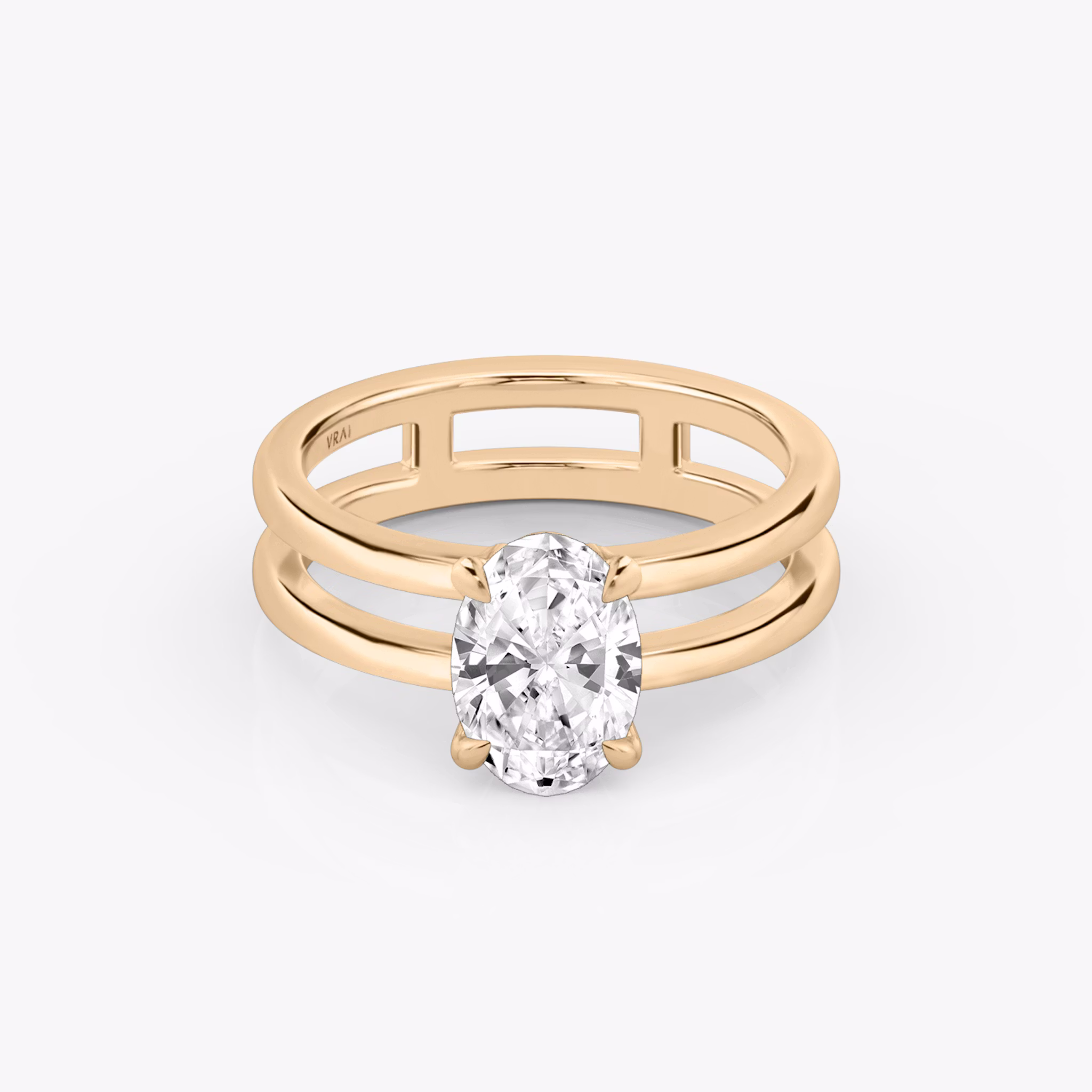The Double Band | Oval | 14k | Rose Gold | bandAccent: Plain | diamondOrientation: vertical | caratWeight: other