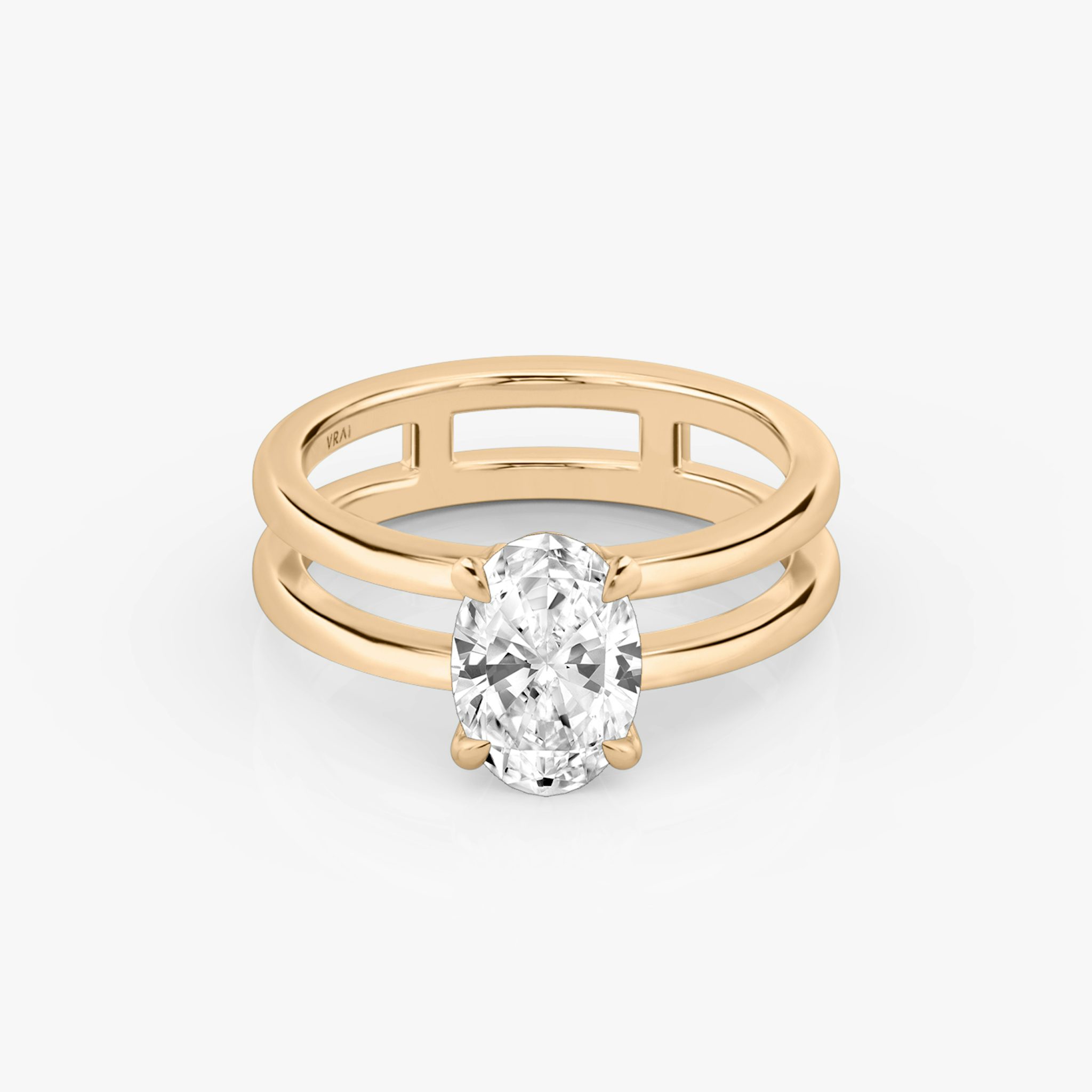 The Double Band | Oval | 14k | Rose Gold | bandAccent: Plain | diamondOrientation: vertical | caratWeight: other