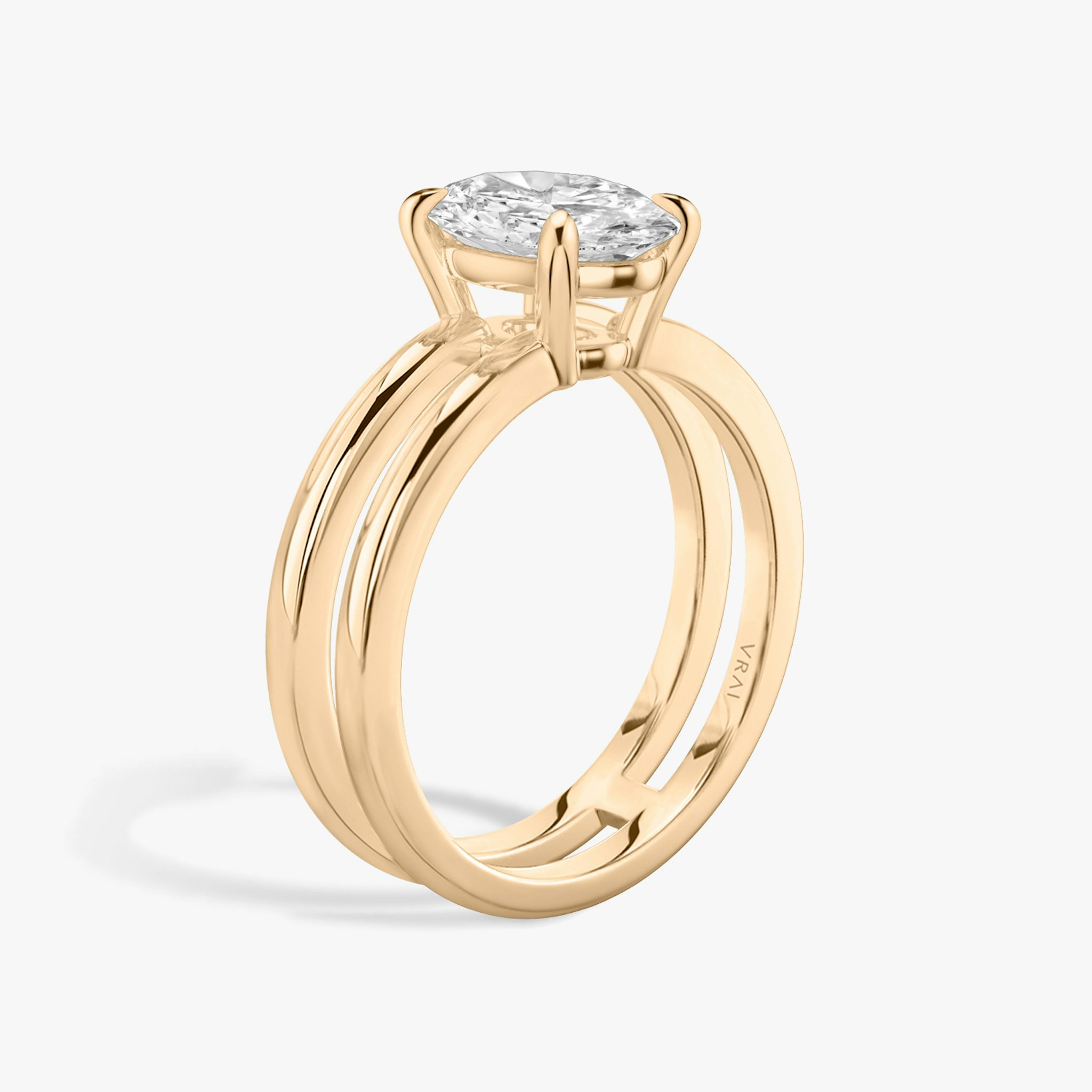 The Double Band | Oval | 14k | Rose Gold | bandAccent: Plain | diamondOrientation: vertical | caratWeight: other