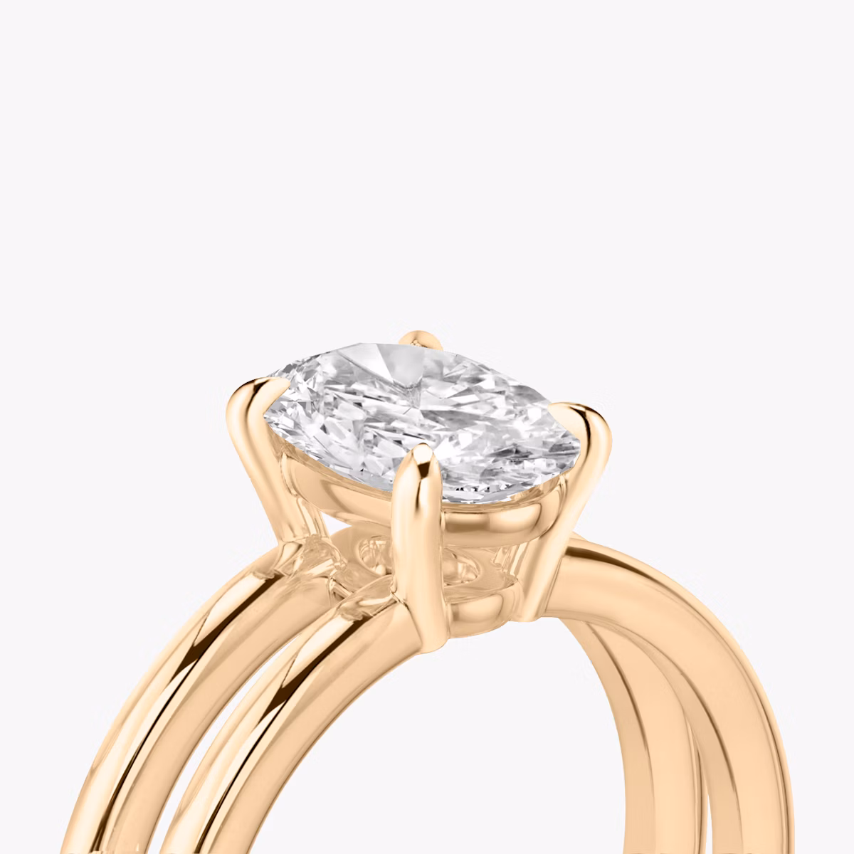 The Double Band | Oval | 14k | Rose Gold | bandAccent: Plain | diamondOrientation: vertical | caratWeight: other