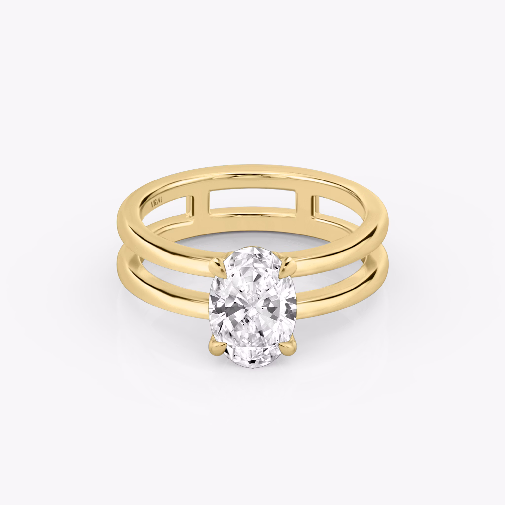 The Double Band | Oval | 18k | Yellow Gold | bandAccent: Plain | diamondOrientation: vertical | caratWeight: other