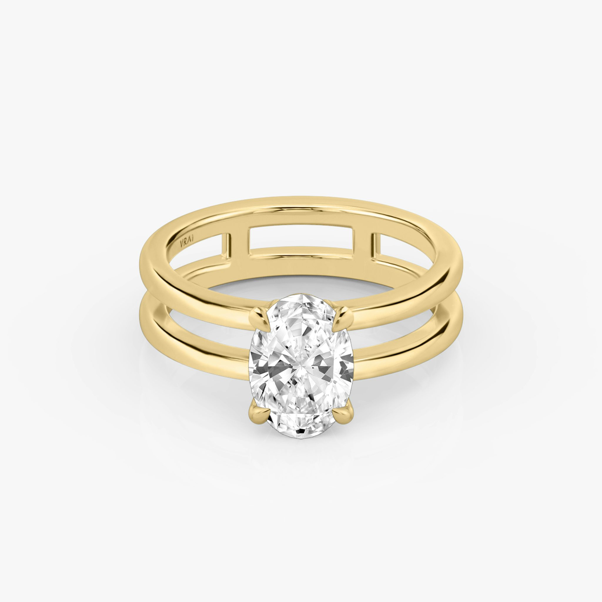 The Double Band | Oval | 18k | Yellow Gold | bandAccent: Plain | diamondOrientation: vertical | caratWeight: other