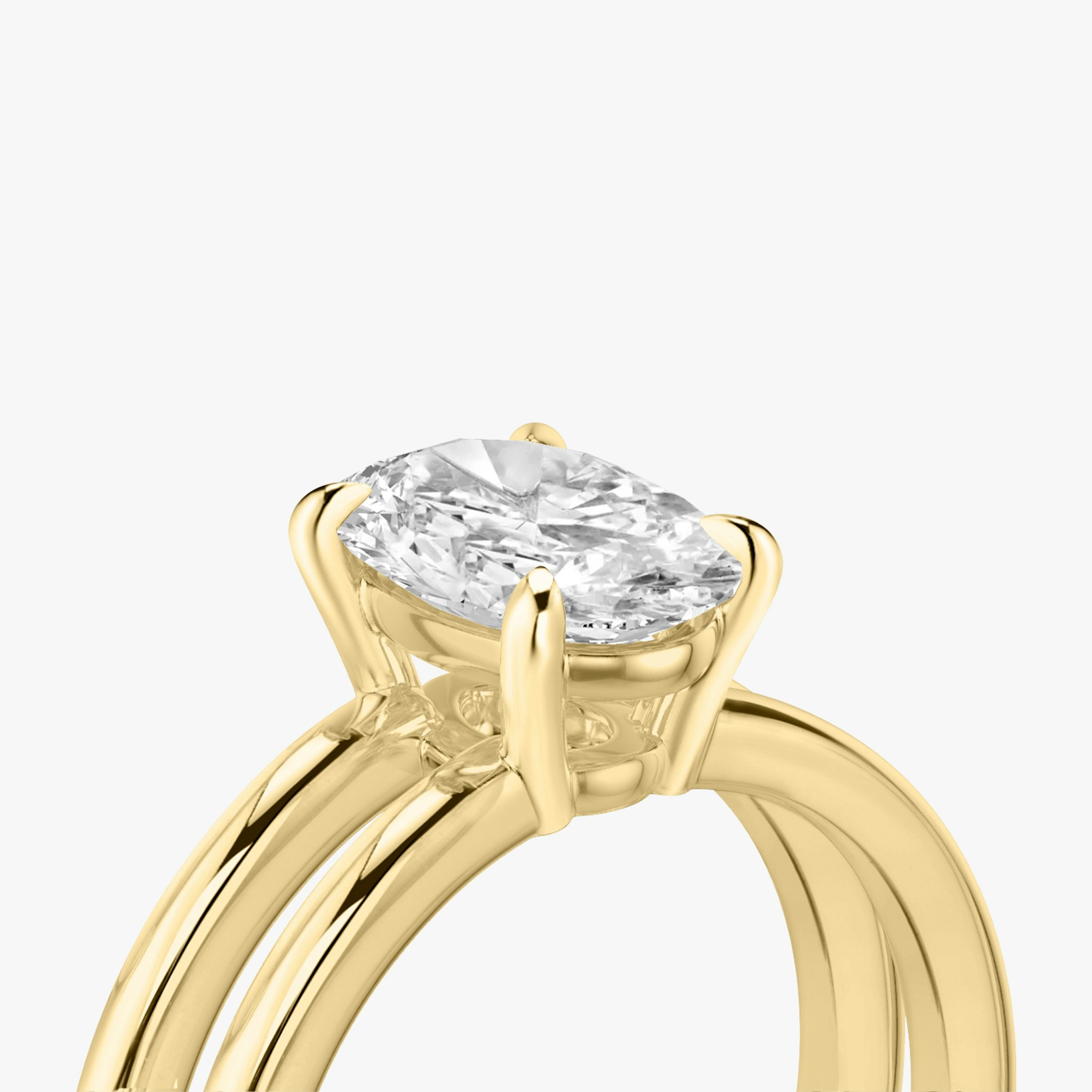 The Double Band | Oval | 18k | Yellow Gold | bandAccent: Plain | diamondOrientation: vertical | caratWeight: other