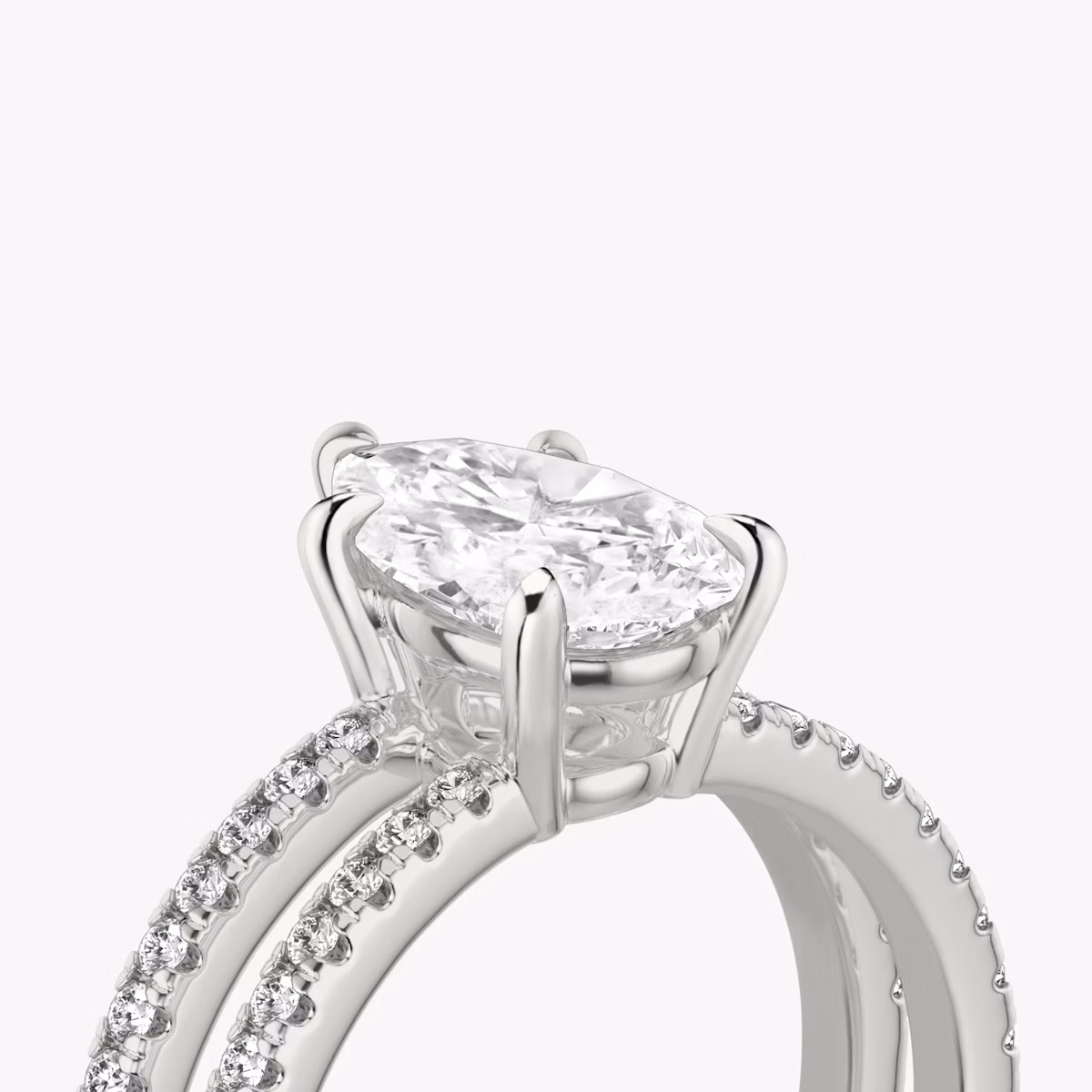The Double Band | Pear | 18k | White Gold | bandAccent: Pavé | bandStoneShape: Round Brilliant | diamondOrientation: vertical | caratWeight: other