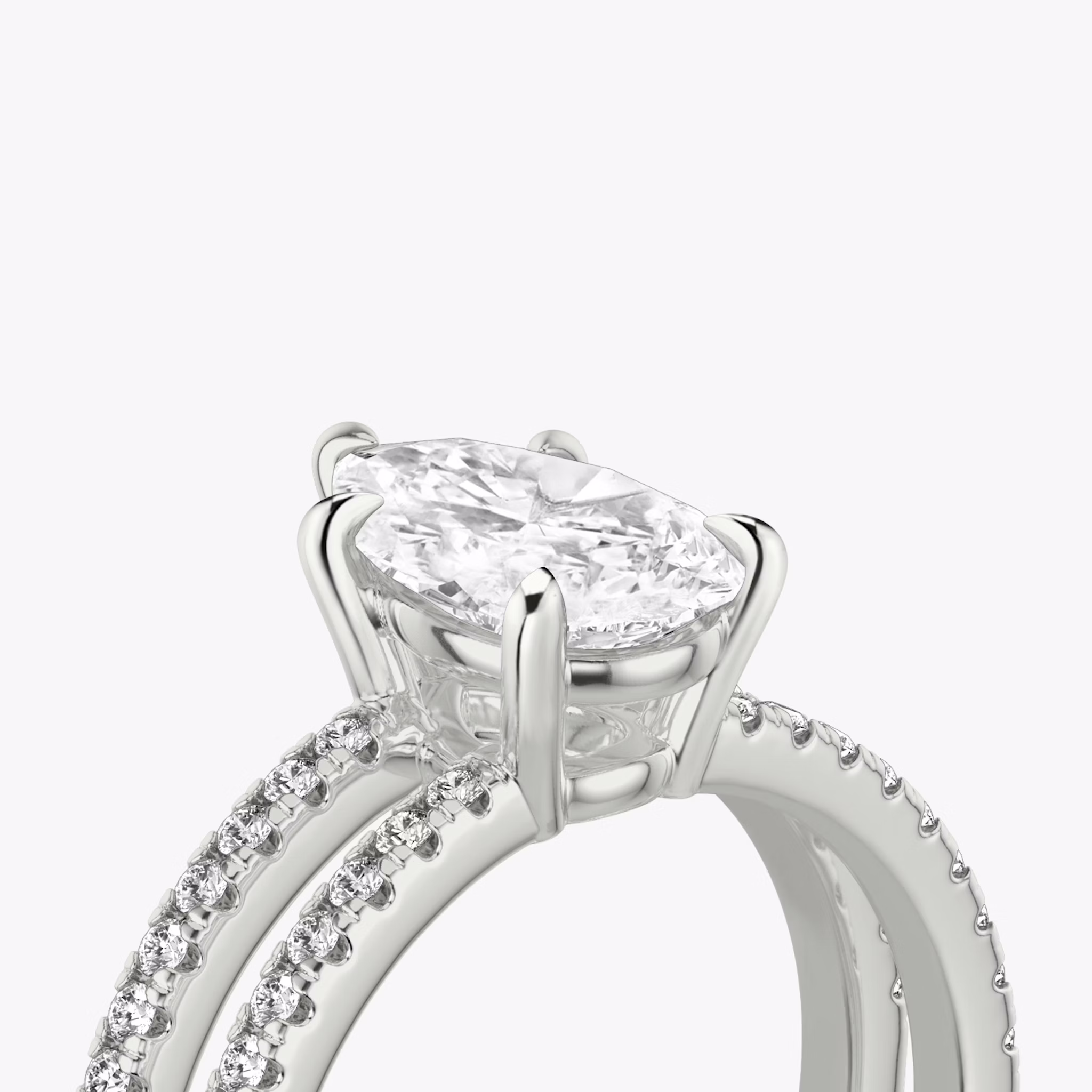 The Double Band | Pear | Platinum | bandAccent: Pavé | bandStoneShape: Round Brilliant | diamondOrientation: vertical | caratWeight: other