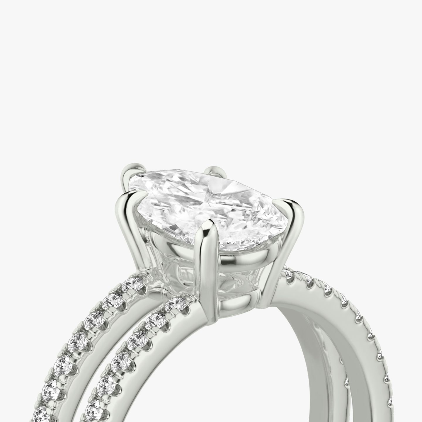 The Double Band | Pear | 18k | White Gold | bandAccent: Pavé | bandStoneShape: Round Brilliant | diamondOrientation: vertical | caratWeight: other