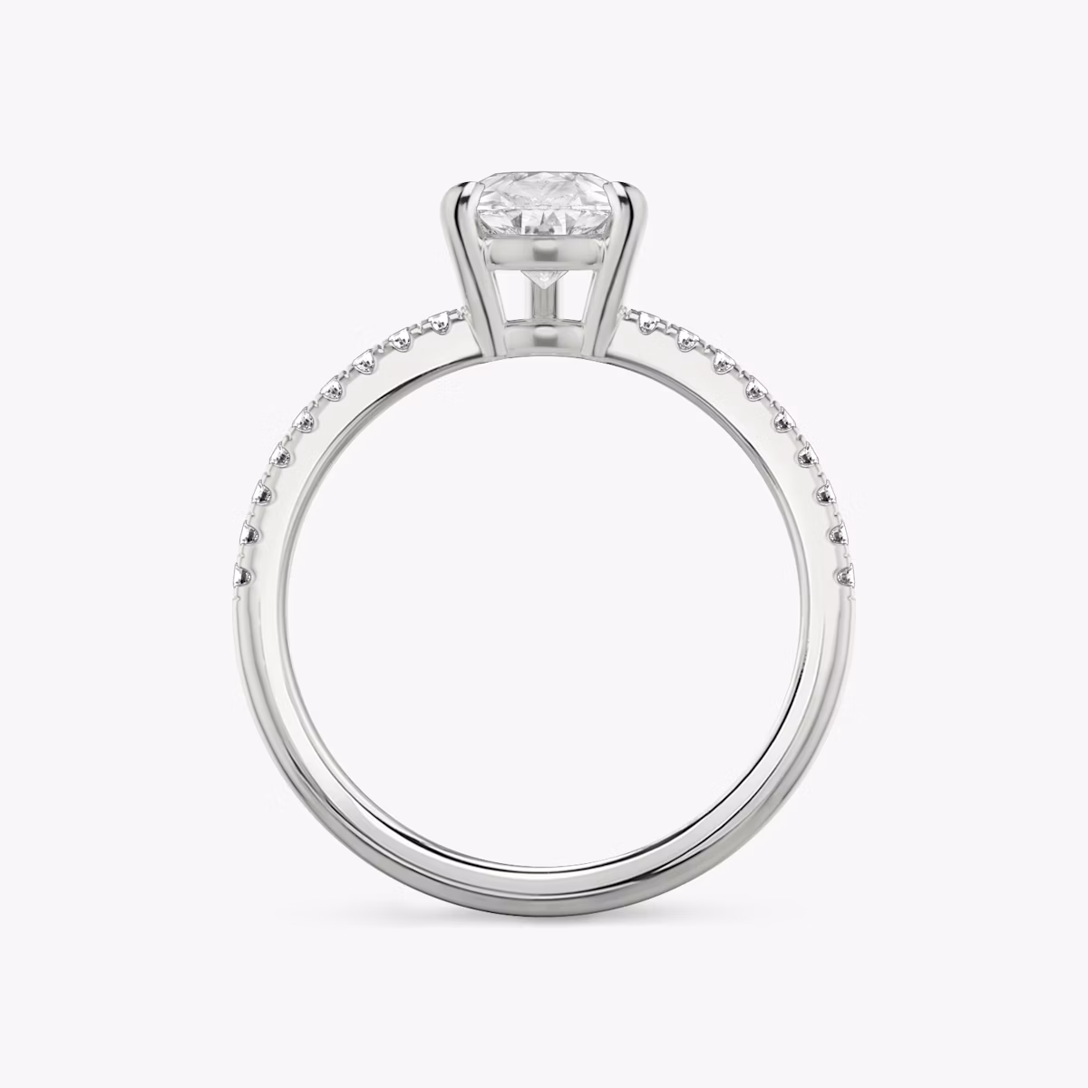The Double Band | Pear | 18k | White Gold | bandAccent: Pavé | bandStoneShape: Round Brilliant | diamondOrientation: vertical | caratWeight: other