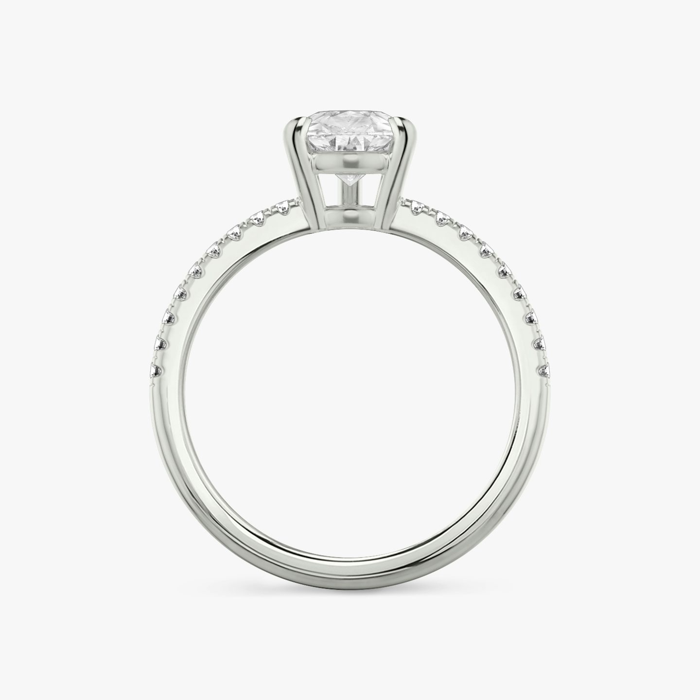 The Double Band | Pear | 18k | White Gold | bandAccent: Pavé | bandStoneShape: Round Brilliant | diamondOrientation: vertical | caratWeight: other