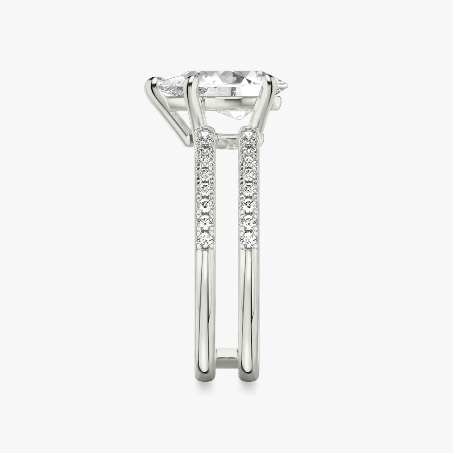 The Double Band | Pear | 18k | White Gold | bandAccent: Pavé | bandStoneShape: Round Brilliant | diamondOrientation: vertical | caratWeight: other
