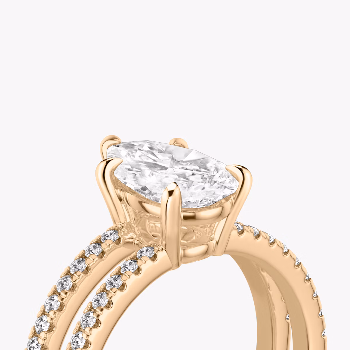 The Double Band | Pear | 14k | Rose Gold | bandAccent: Pavé | bandStoneShape: Round Brilliant | diamondOrientation: vertical | caratWeight: other