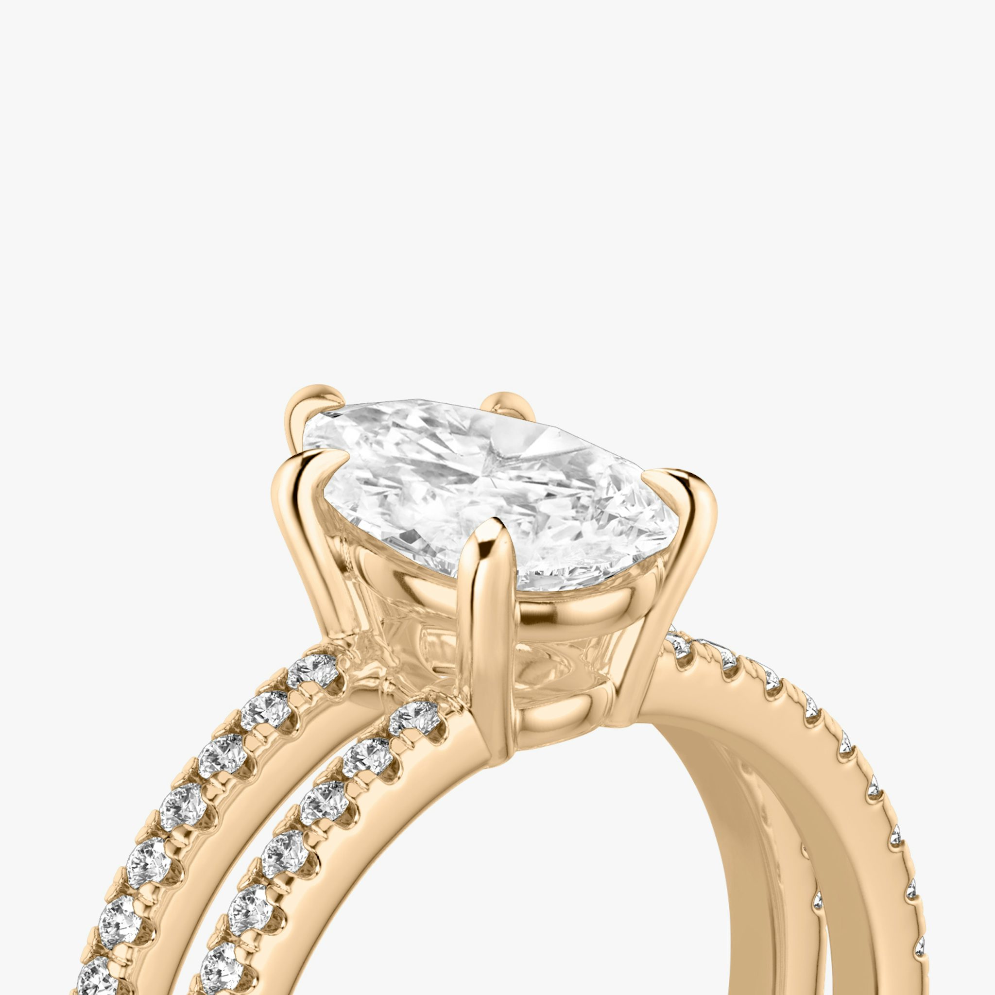 The Double Band | Pear | 14k | Rose Gold | bandAccent: Pavé | bandStoneShape: Round Brilliant | diamondOrientation: vertical | caratWeight: other