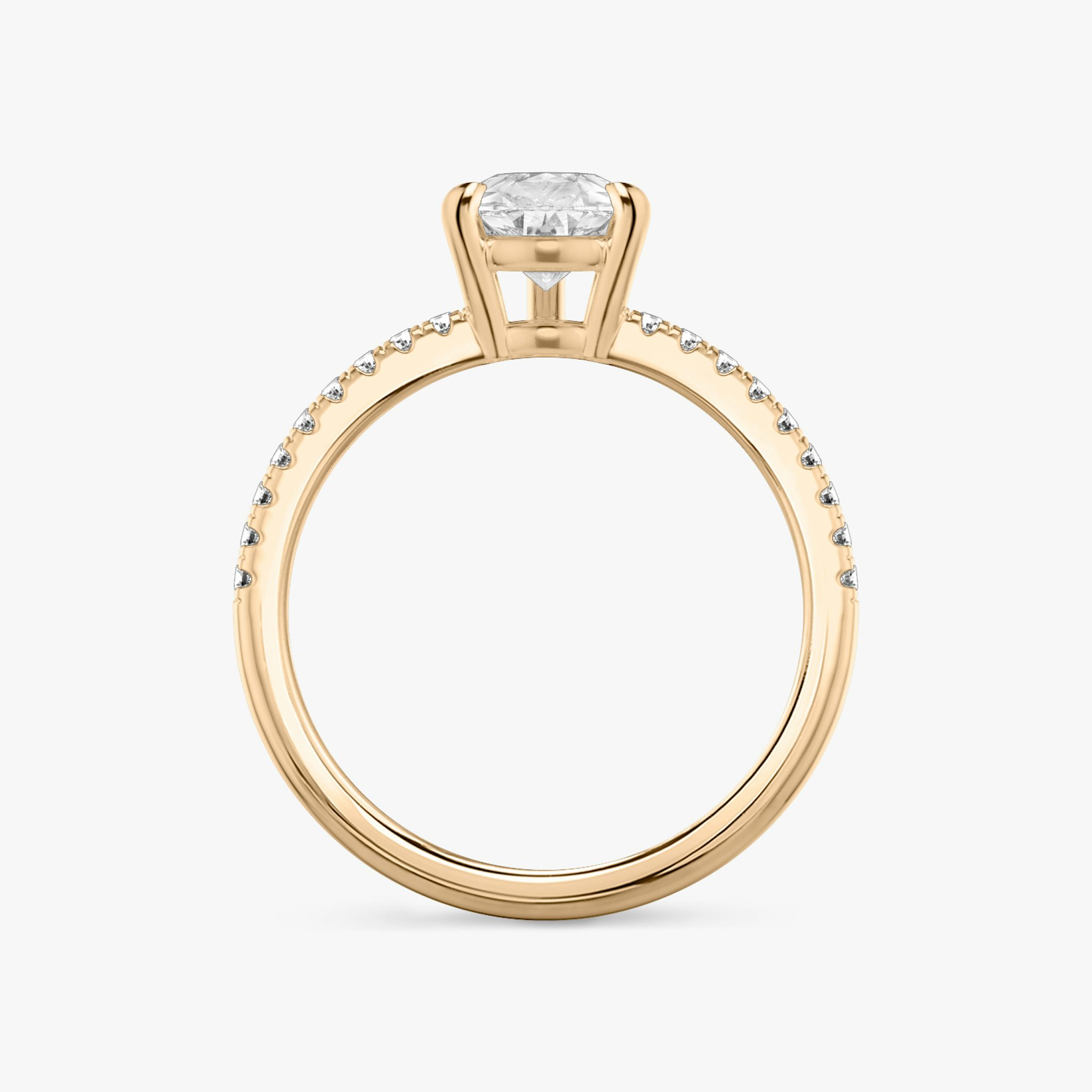 The Double Band | Pear | 14k | Rose Gold | bandAccent: Pavé | bandStoneShape: Round Brilliant | diamondOrientation: vertical | caratWeight: other