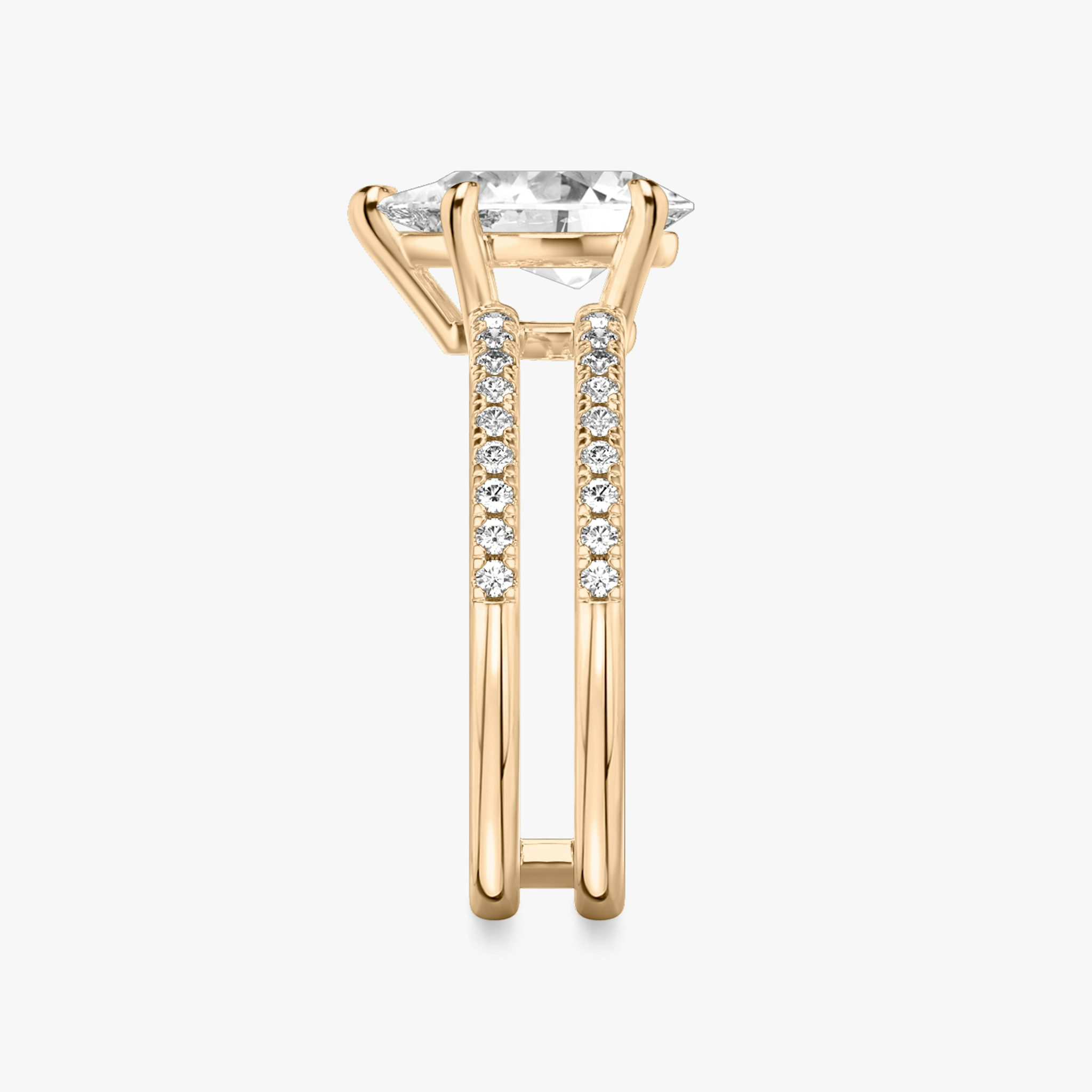 The Double Band | Pear | 14k | Rose Gold | bandAccent: Pavé | bandStoneShape: Round Brilliant | diamondOrientation: vertical | caratWeight: other