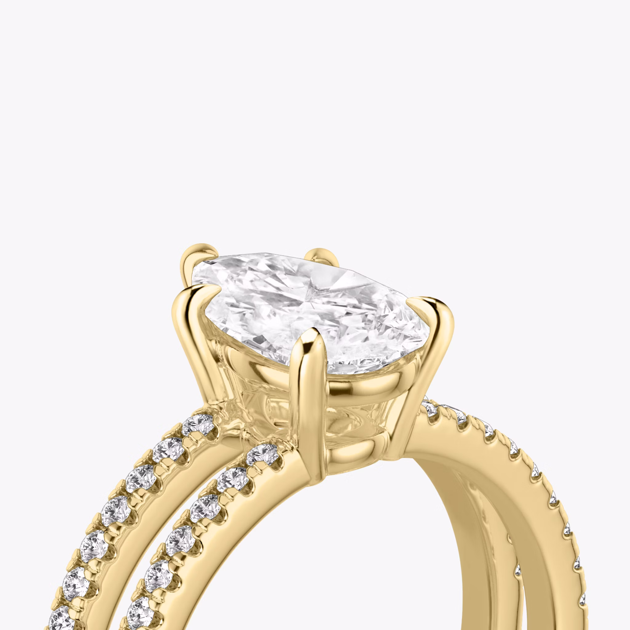 The Double Band | Pear | 18k | Yellow Gold | bandAccent: Pavé | bandStoneShape: Round Brilliant | diamondOrientation: vertical | caratWeight: other