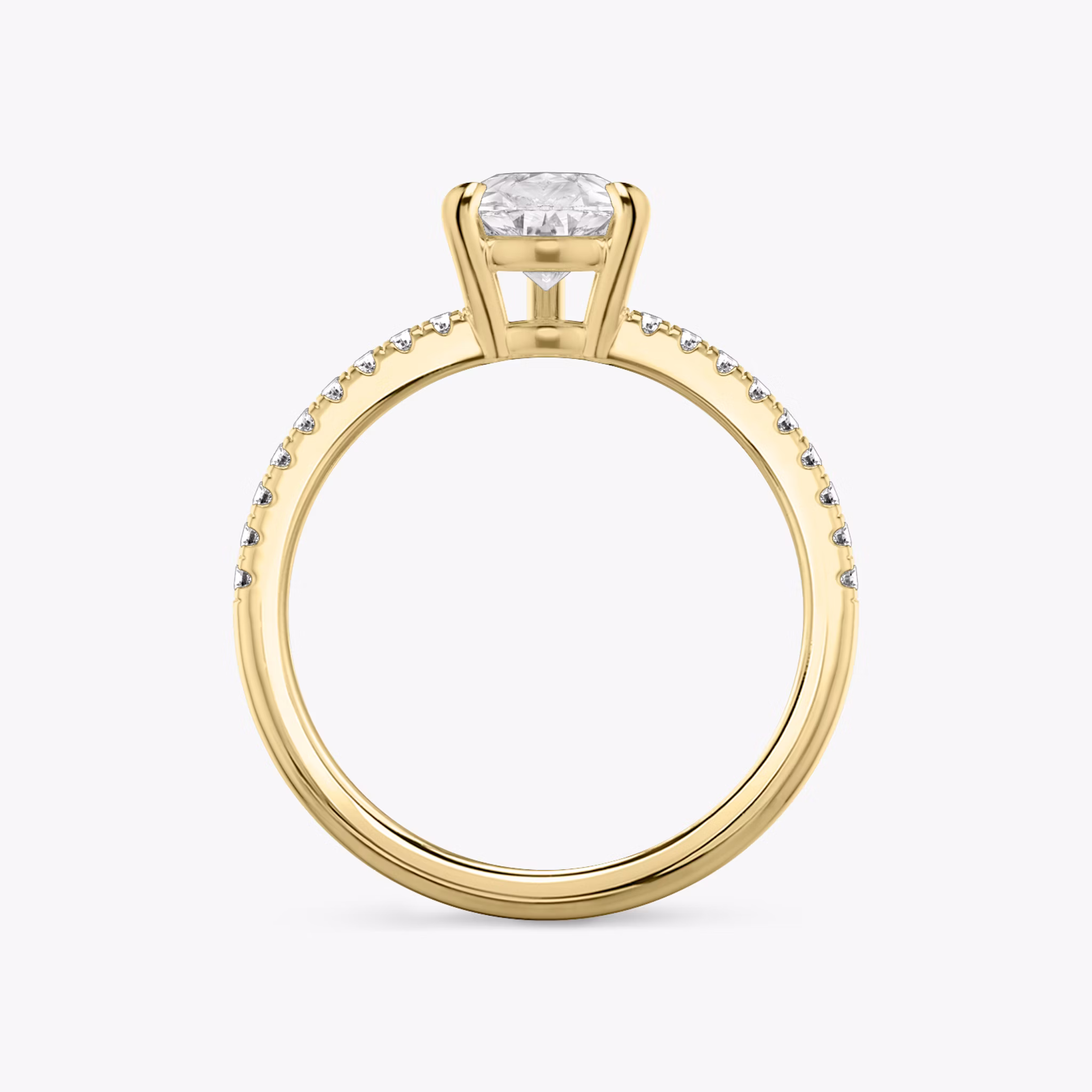 The Double Band | Pear | 18k | Yellow Gold | bandAccent: Pavé | bandStoneShape: Round Brilliant | diamondOrientation: vertical | caratWeight: other