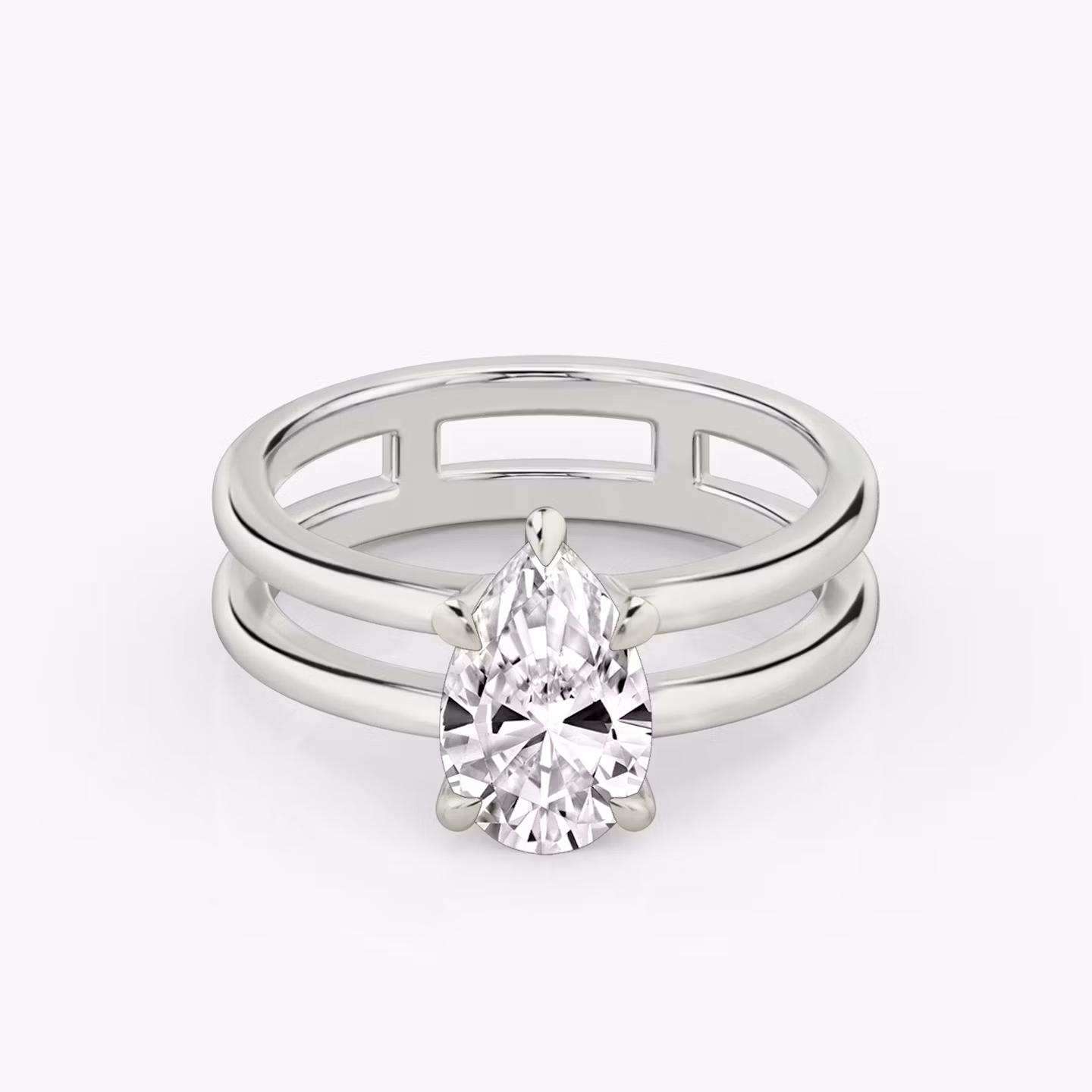 The Double Band | Pear | Platinum | bandAccent: Plain | diamondOrientation: vertical | caratWeight: other