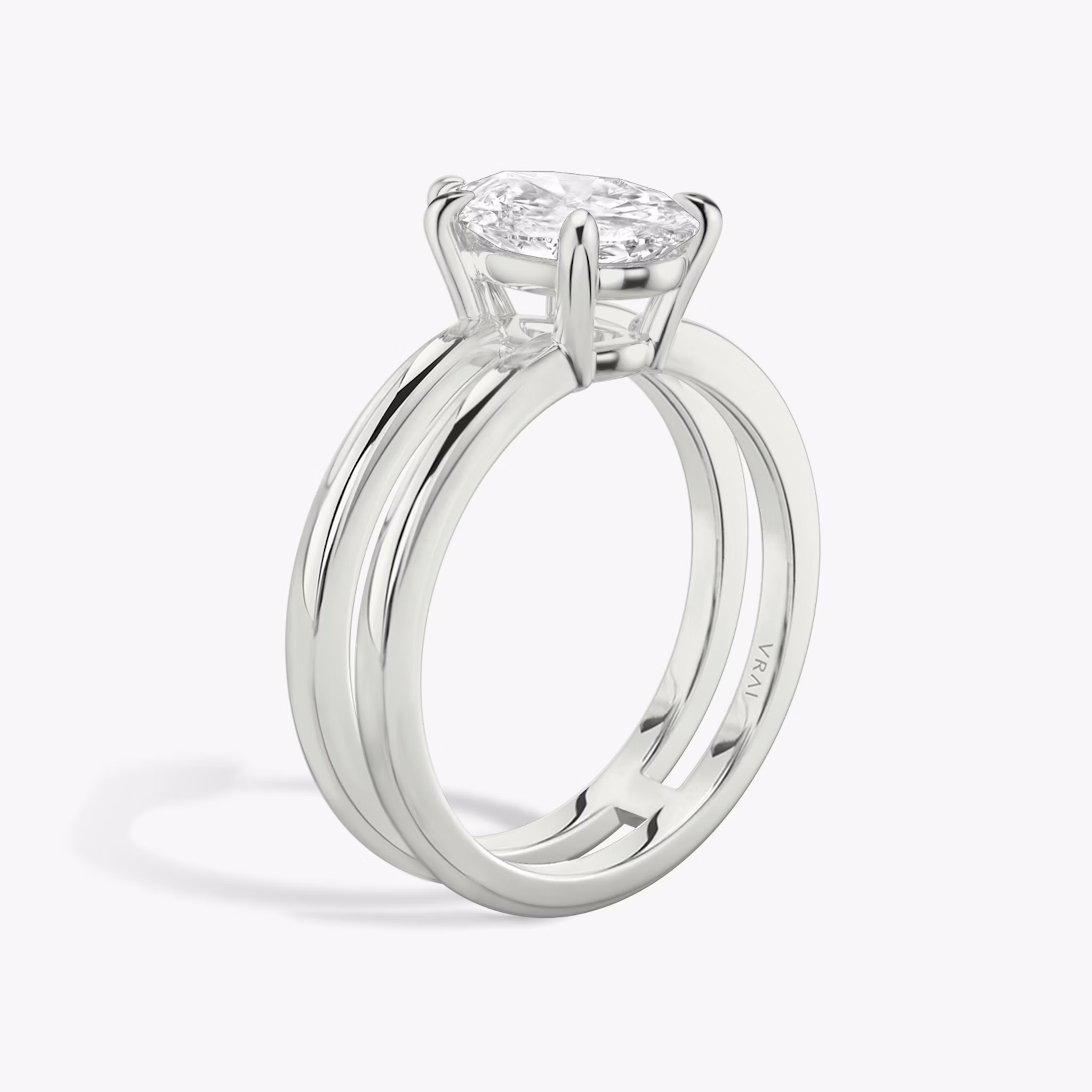 The Double Band | Pear | 18k | White Gold | bandAccent: Plain | diamondOrientation: vertical | caratWeight: other