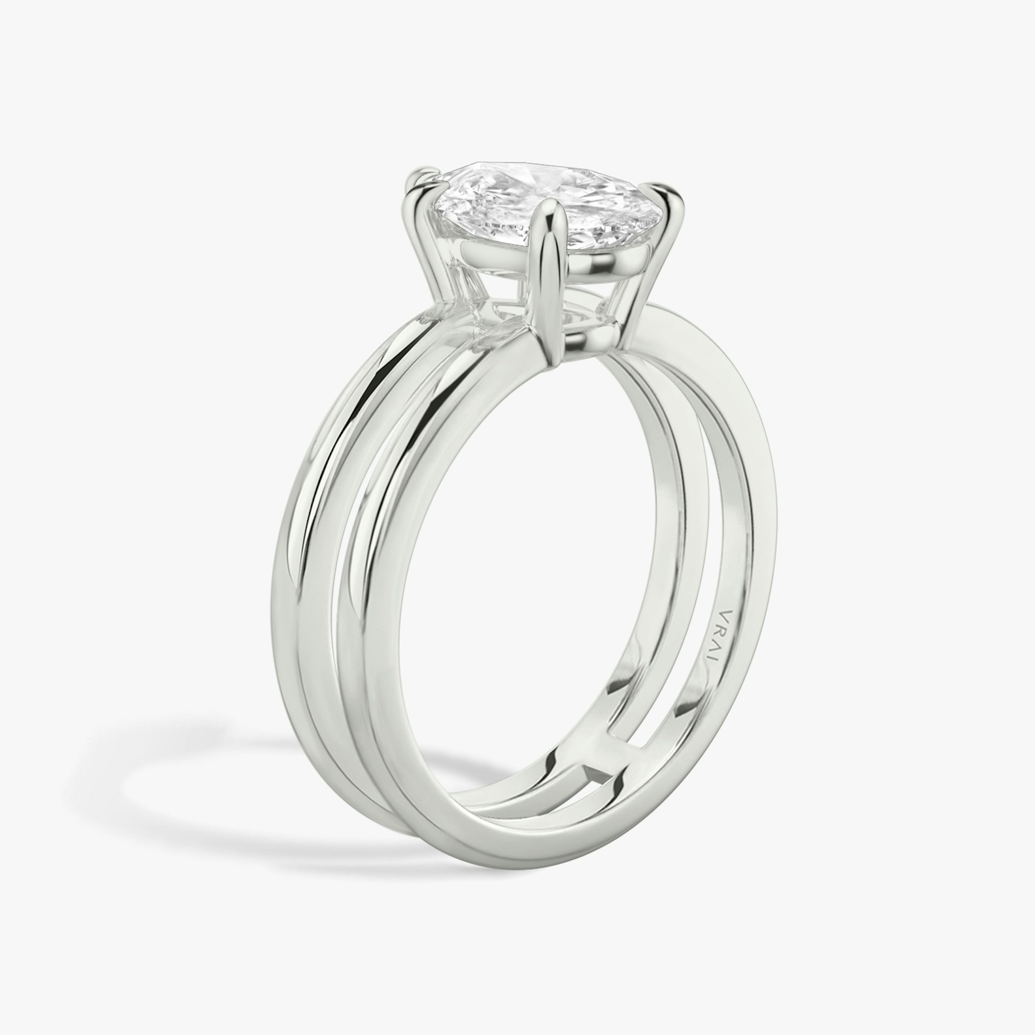 The Double Band | Pear | 18k | White Gold | bandAccent: Plain | diamondOrientation: vertical | caratWeight: other