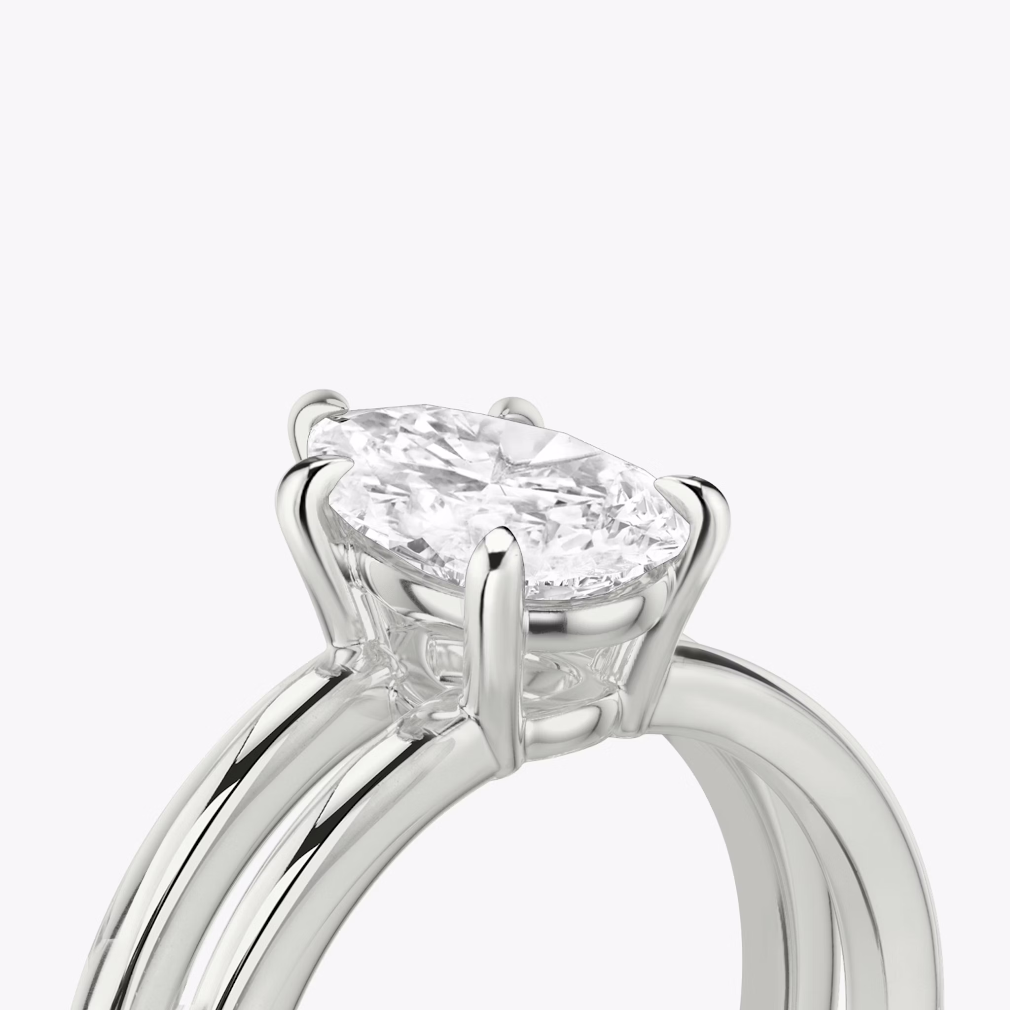 The Double Band | Pear | 18k | White Gold | bandAccent: Plain | diamondOrientation: vertical | caratWeight: other