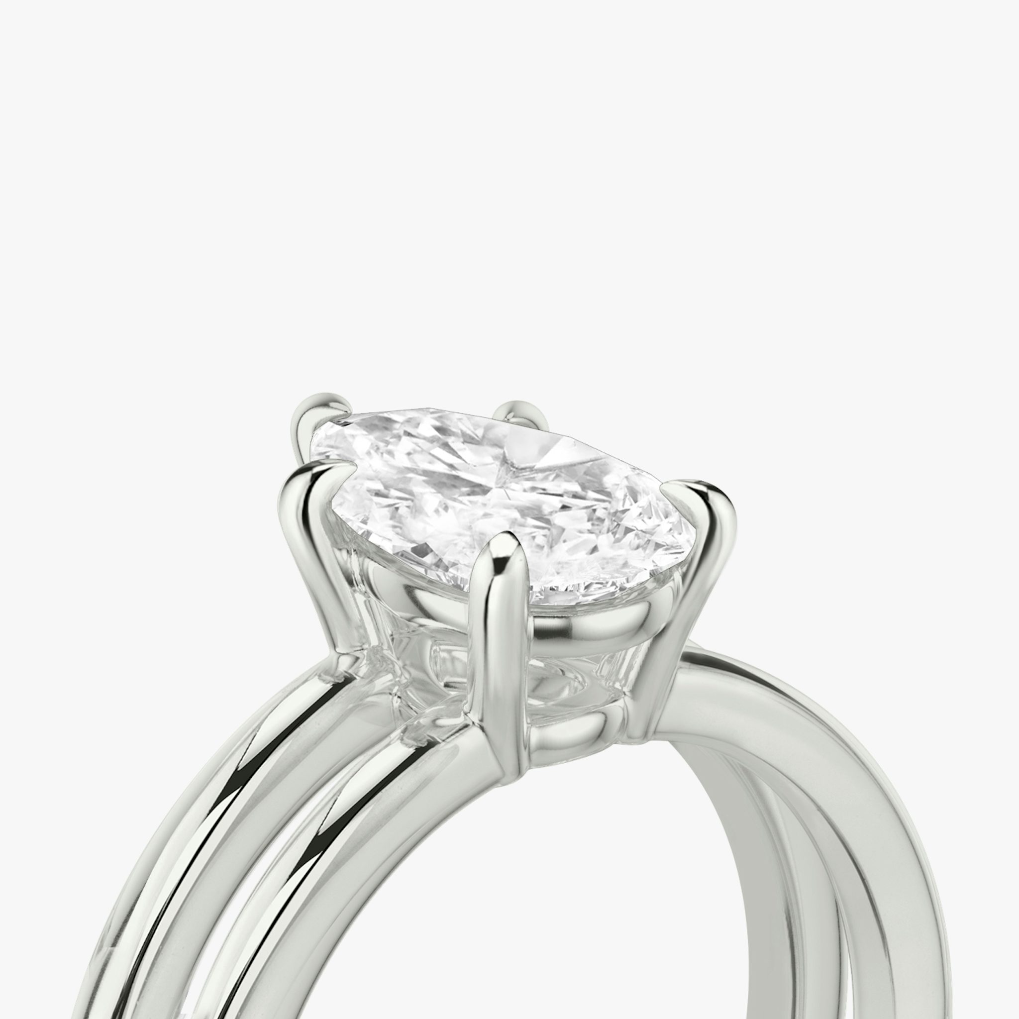 The Double Band | Pear | 18k | White Gold | bandAccent: Plain | diamondOrientation: vertical | caratWeight: other