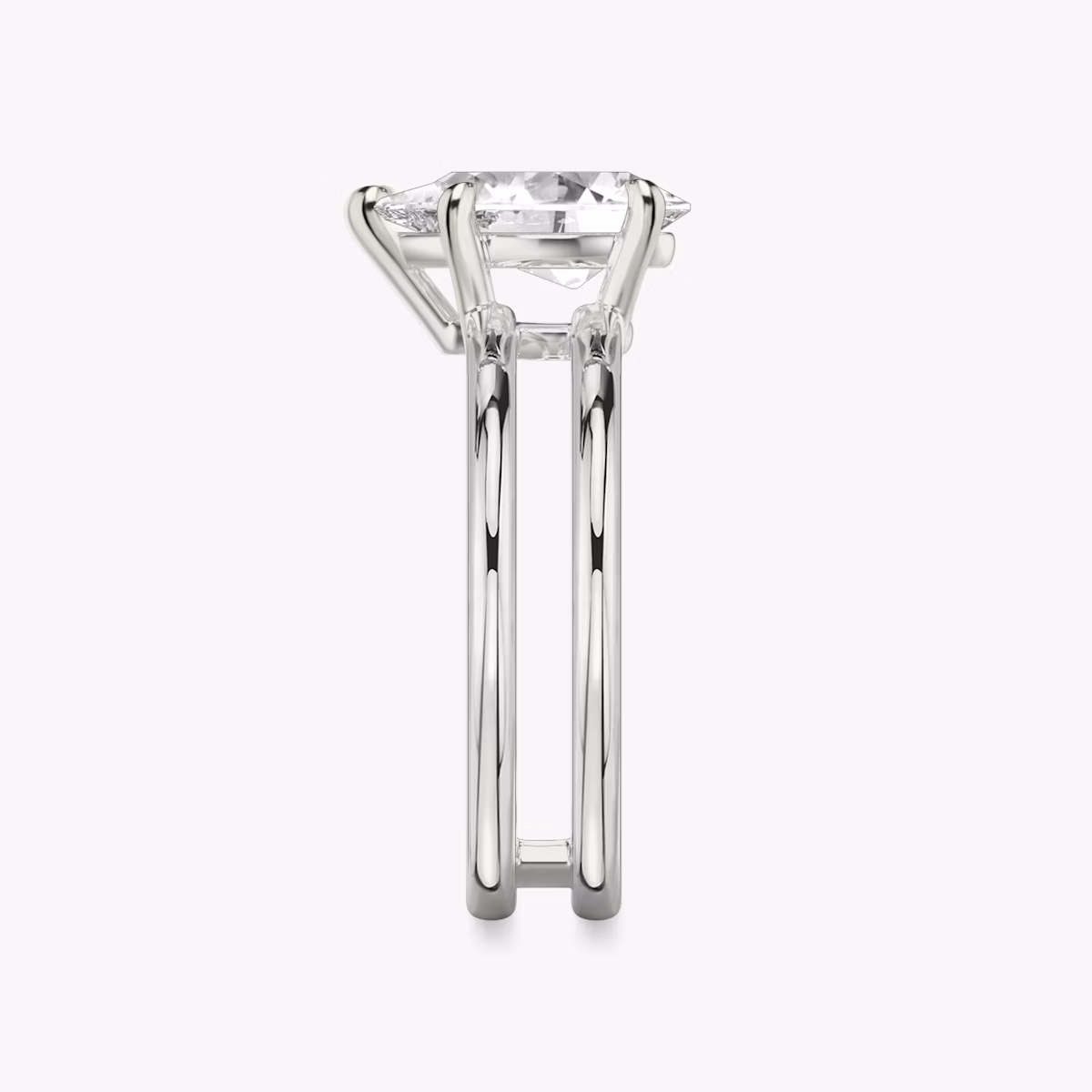 The Double Band | Pear | 18k | White Gold | bandAccent: Plain | diamondOrientation: vertical | caratWeight: other