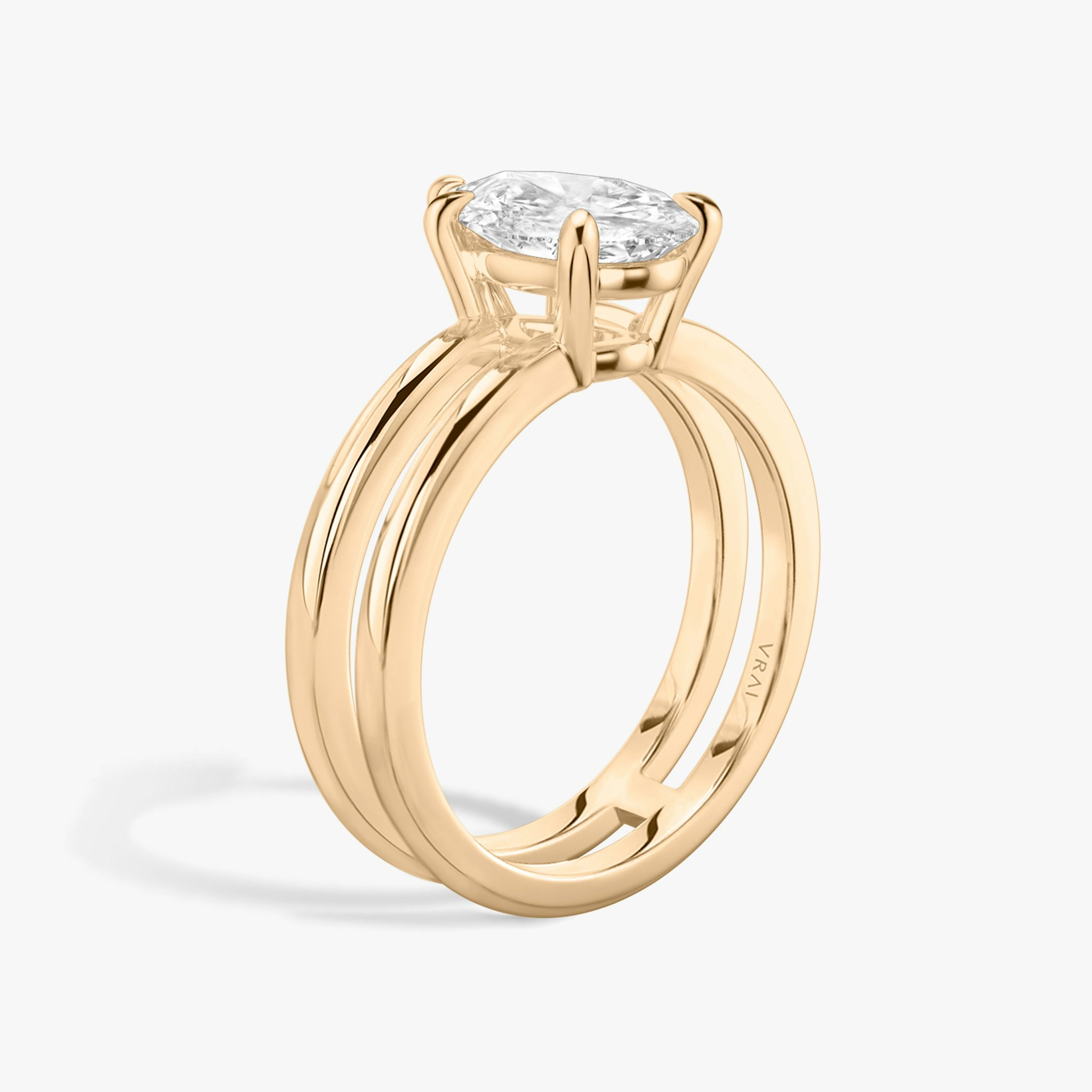 The Double Band | Pear | 14k | Rose Gold | bandAccent: Plain | diamondOrientation: vertical | caratWeight: other