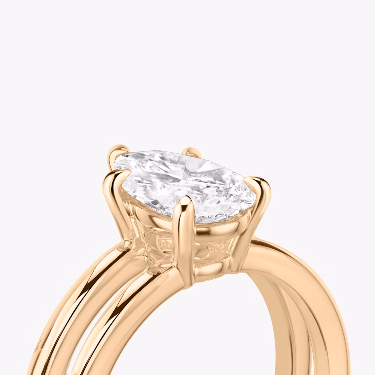 The Double Band | Pear | 14k | Rose Gold | bandAccent: Plain | diamondOrientation: vertical | caratWeight: other