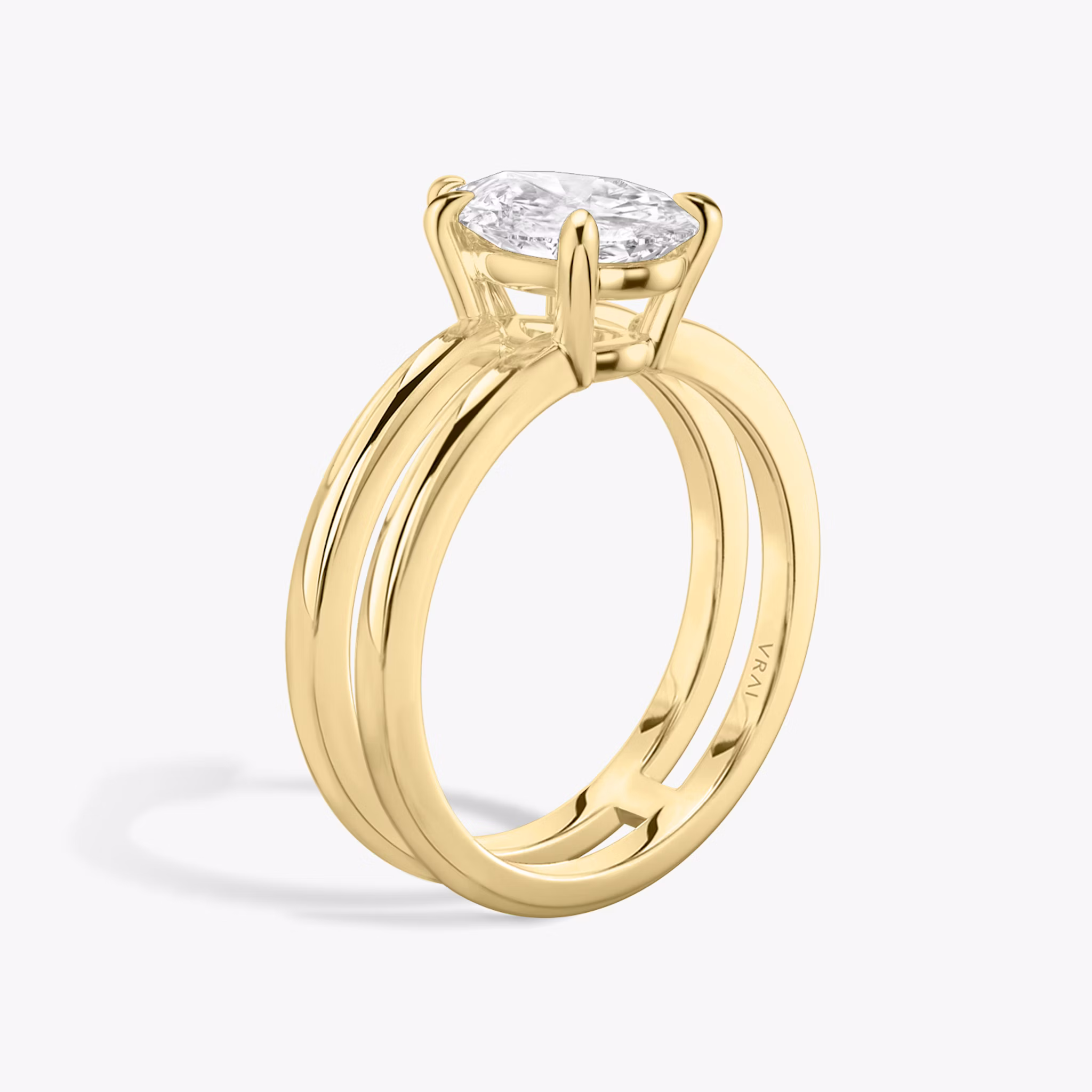 The Double Band | Pear | 18k | Yellow Gold | bandAccent: Plain | diamondOrientation: vertical | caratWeight: other