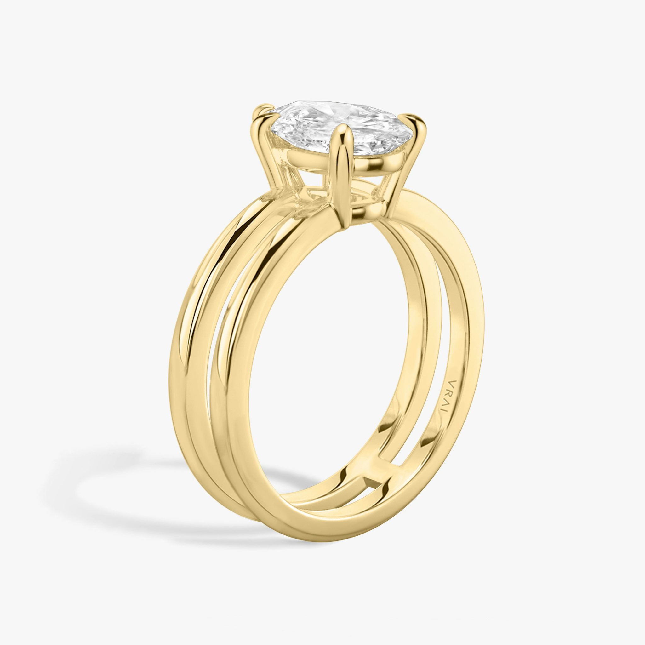 The Double Band | Pear | 18k | Yellow Gold | bandAccent: Plain | diamondOrientation: vertical | caratWeight: other