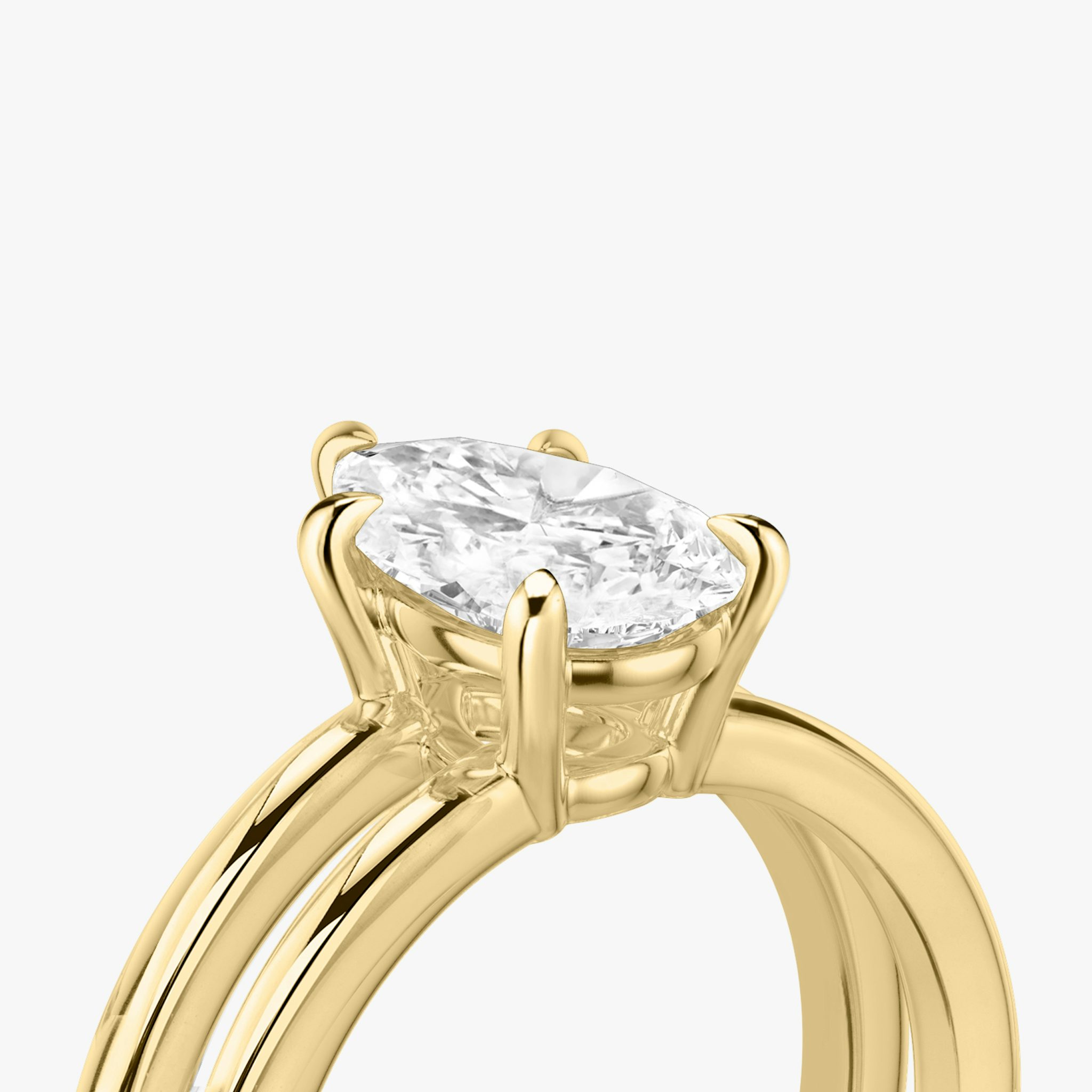 The Double Band | Pear | 18k | Yellow Gold | bandAccent: Plain | diamondOrientation: vertical | caratWeight: other