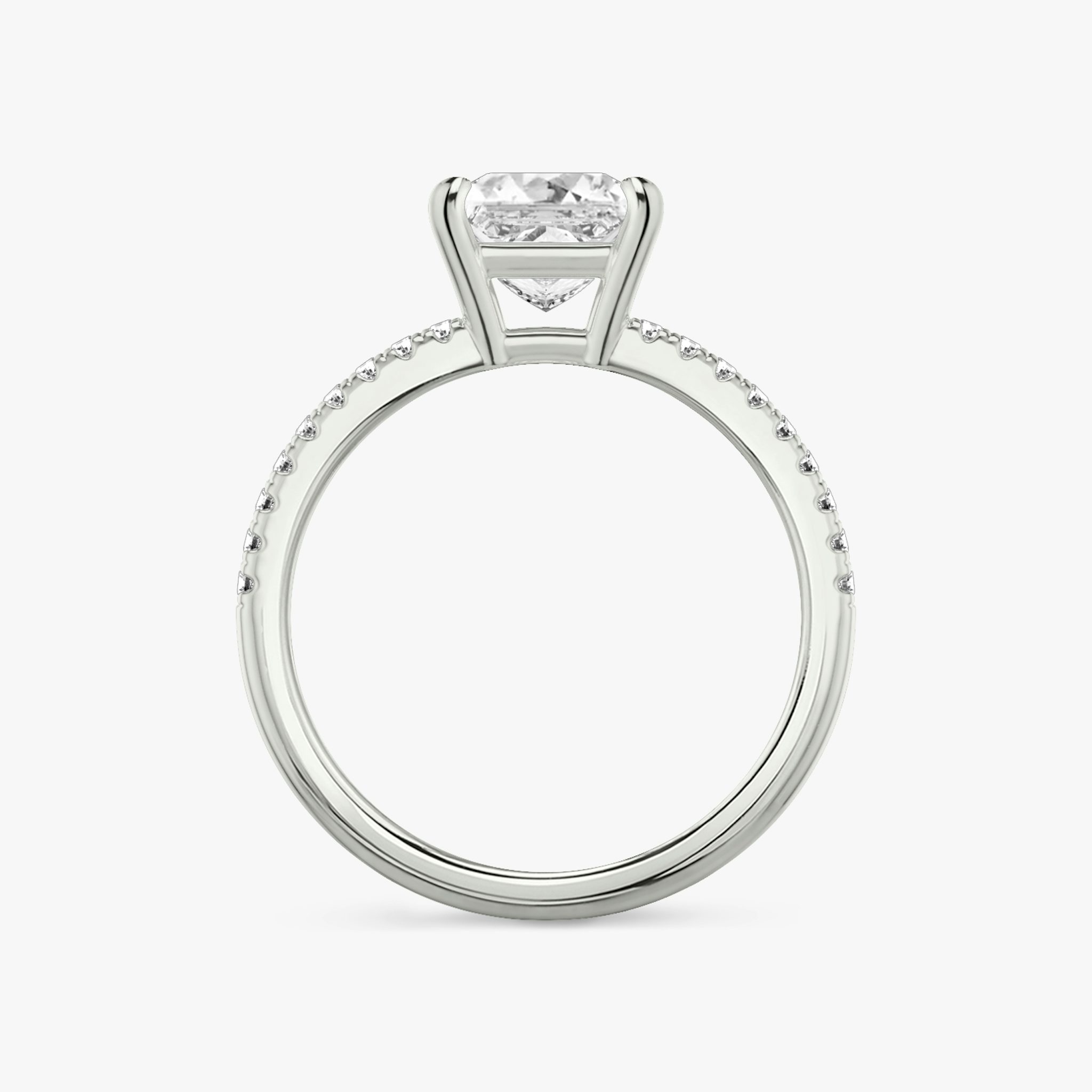 The Double Band | Princess | Platinum | bandAccent: Pavé | bandStoneShape: Round Brilliant | diamondOrientation: vertical | caratWeight: other
