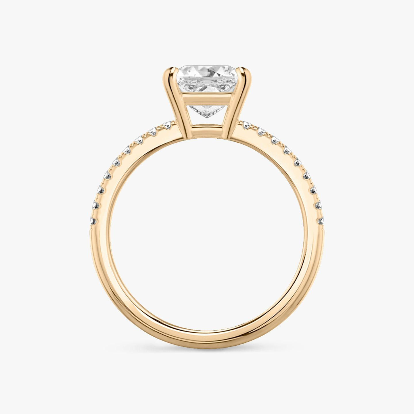 The Double Band | Princess | 14k | Rose Gold | bandAccent: Pavé | bandStoneShape: Round Brilliant | diamondOrientation: vertical | caratWeight: other