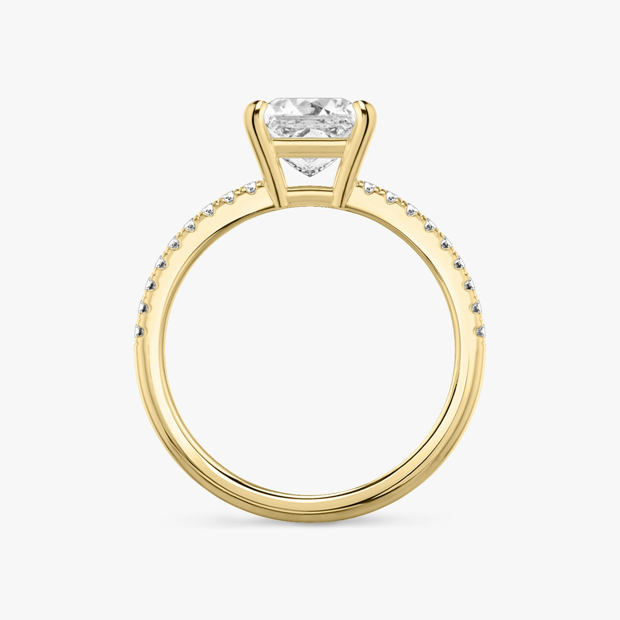 The Double Band | Princess | 18k | Yellow Gold | bandAccent: Pavé | bandStoneShape: Round Brilliant | diamondOrientation: vertical | caratWeight: other