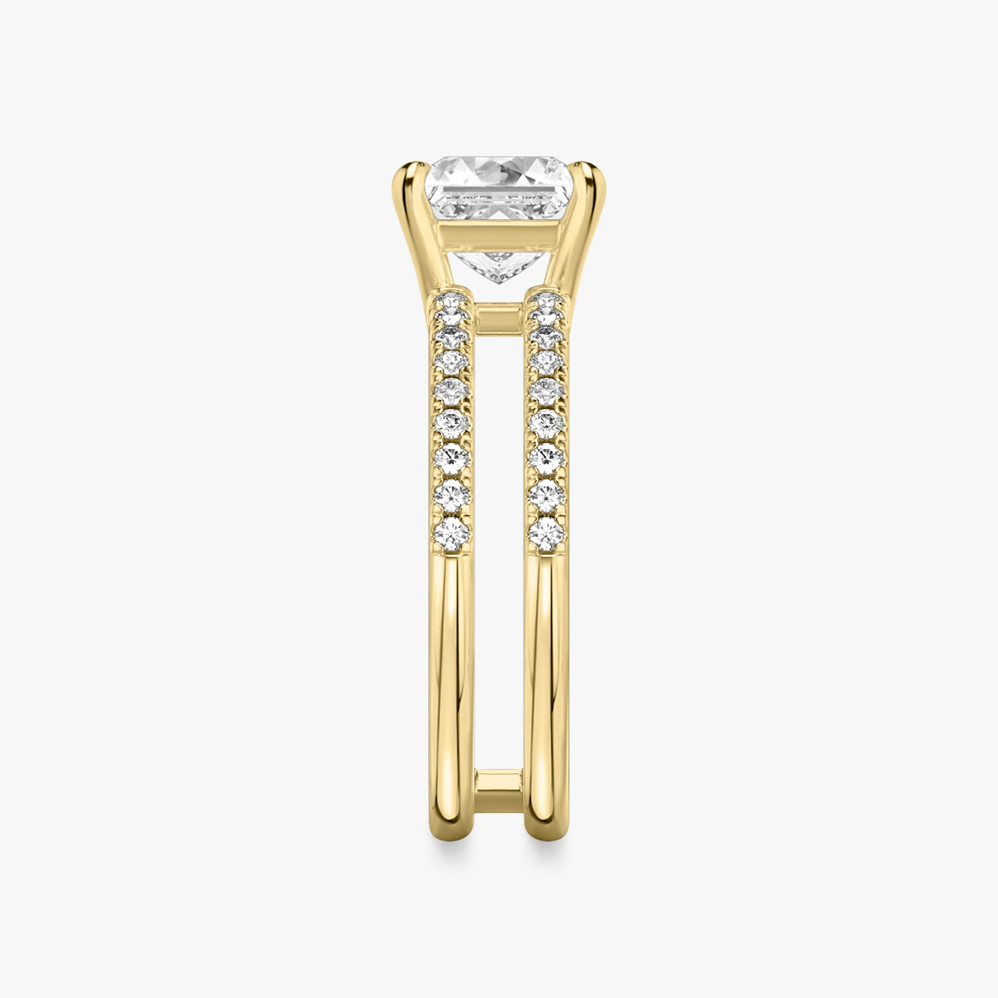 The Double Band | Princess | 18k | Yellow Gold | bandAccent: Pavé | bandStoneShape: Round Brilliant | diamondOrientation: vertical | caratWeight: other
