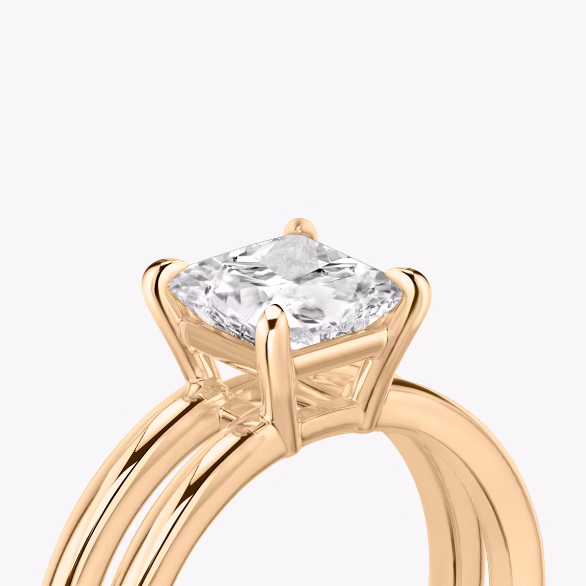 The Double Band | Princess | 14k | Rose Gold | bandAccent: Plain | diamondOrientation: vertical | caratWeight: other
